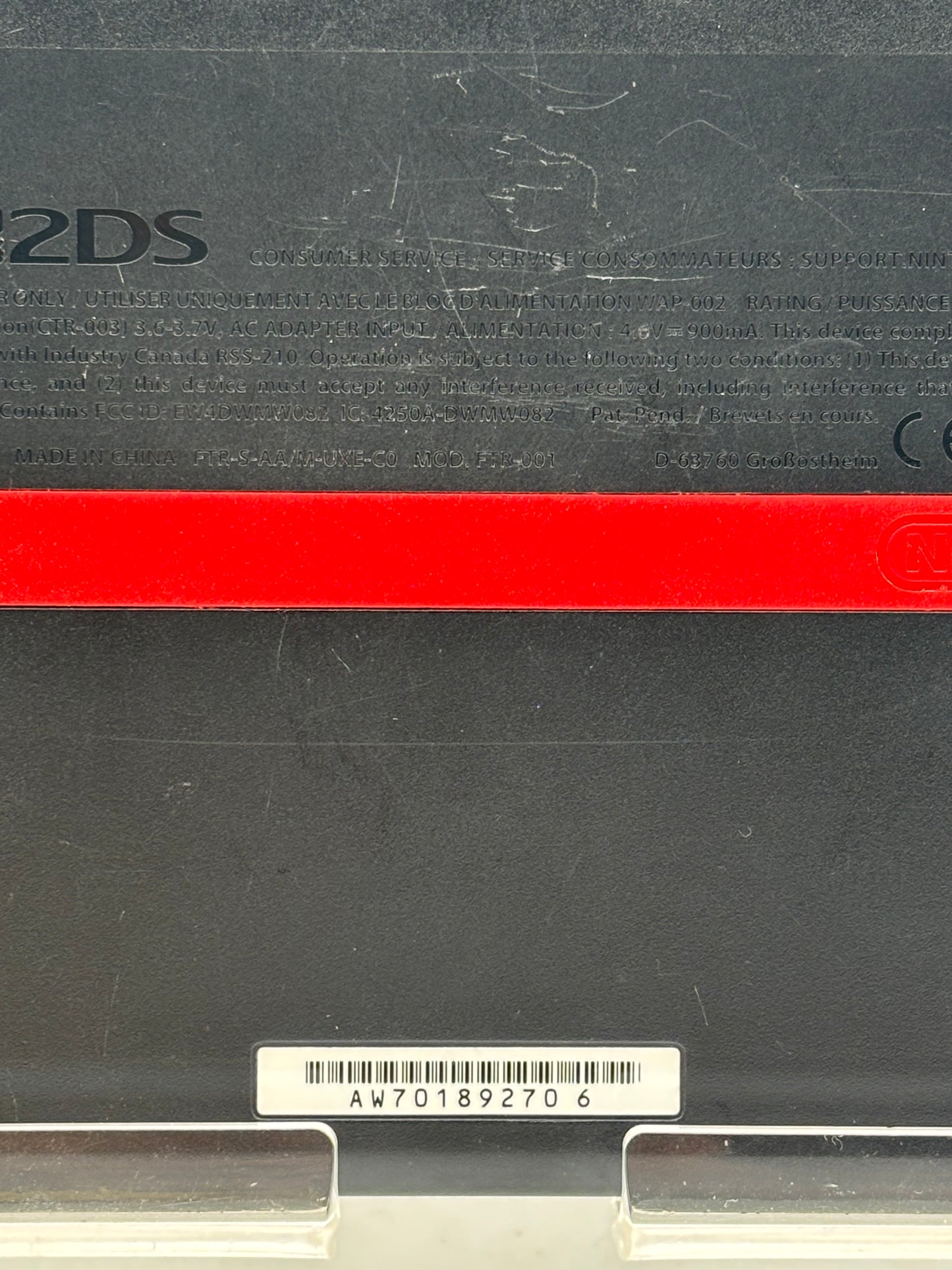 Nintendo Black/Red 2DS FTR-001 4GB Handheld System NO STYLUS, 2013