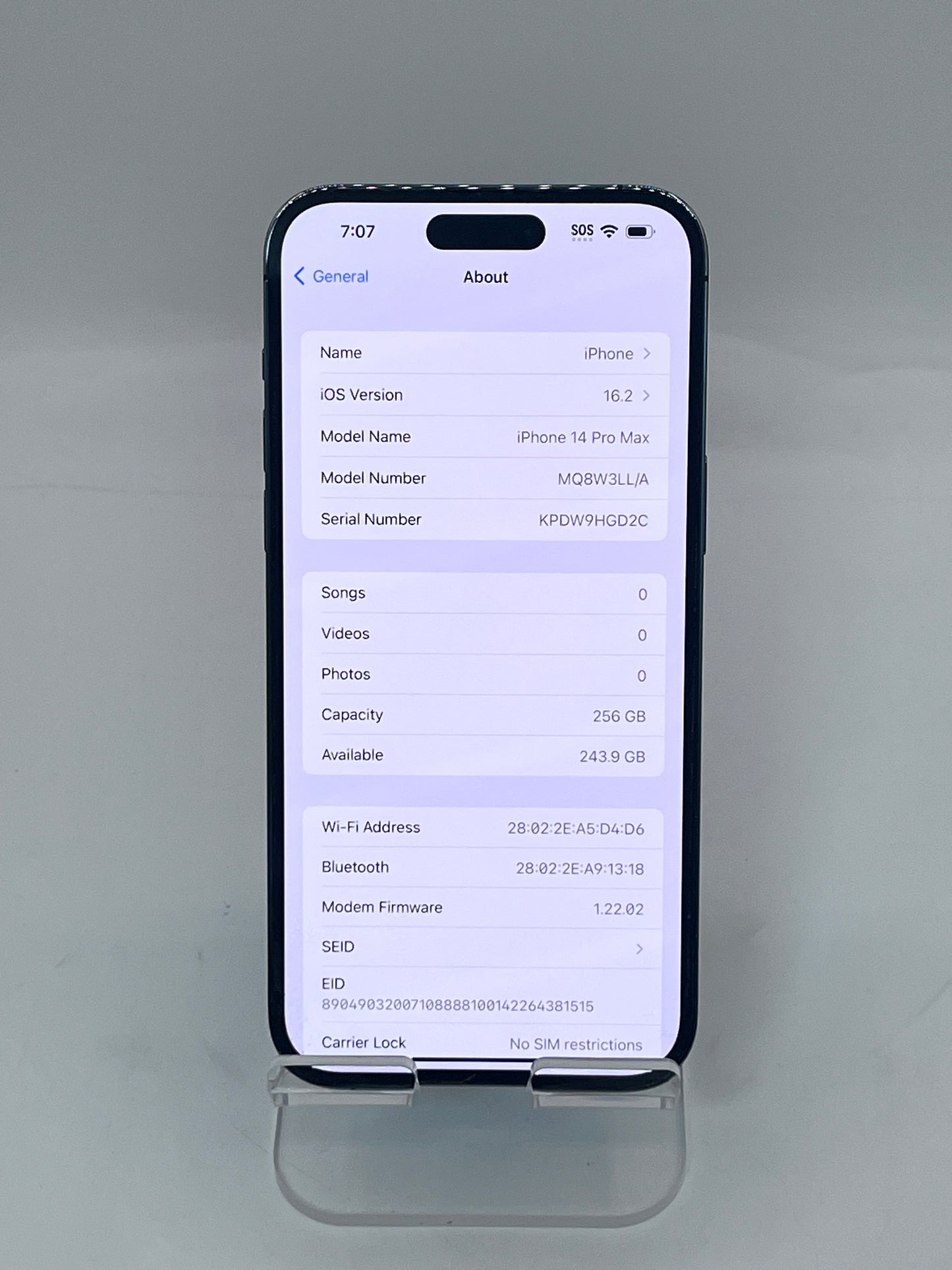 Unlocked Apple iPhone 14 Pro Max 6.7" 256GB 6GB A2651 MQ8W3LL/A - Purple