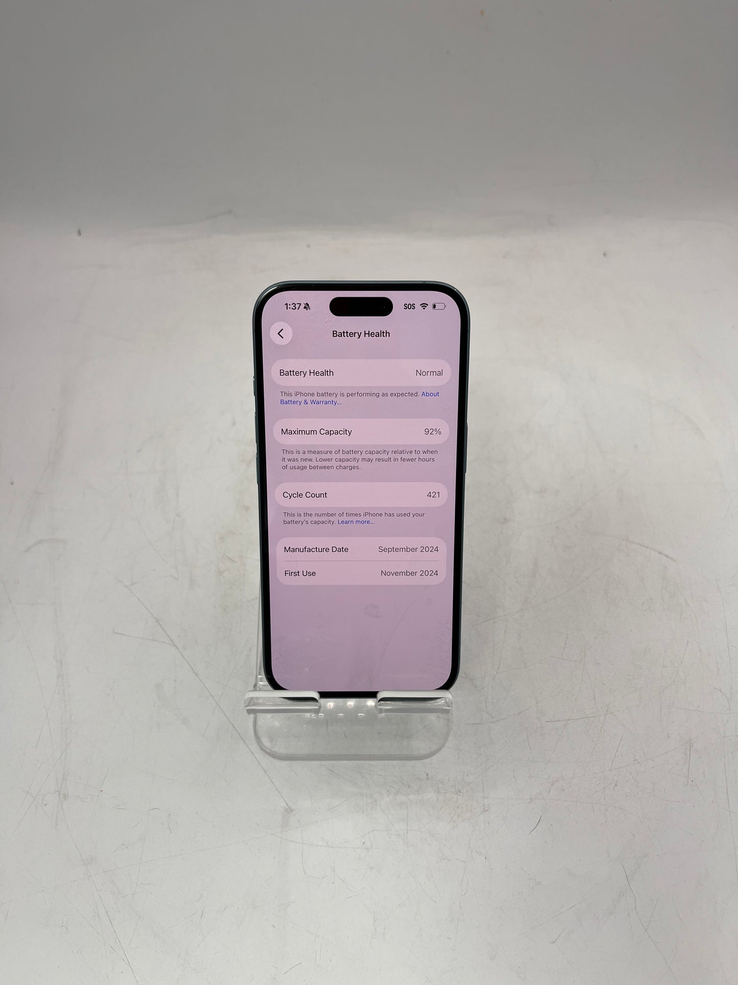 Unlocked Apple iPhone 16 256GB A3081 MYD23LL/A 92% Battery Health