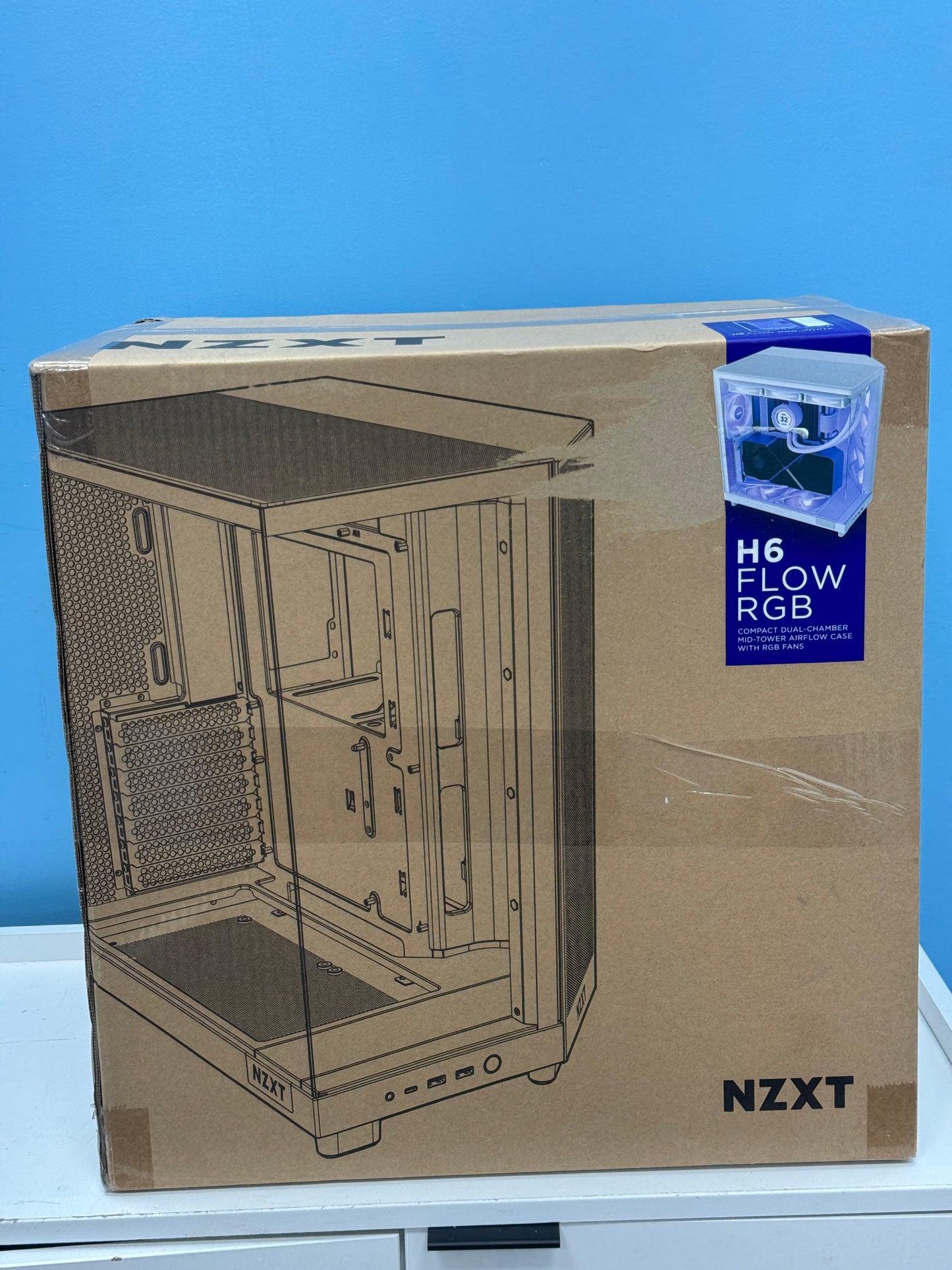 NZXT H6 FLOW RGB Compact Dual-Chamber Mid-Tower Airflow Case White
