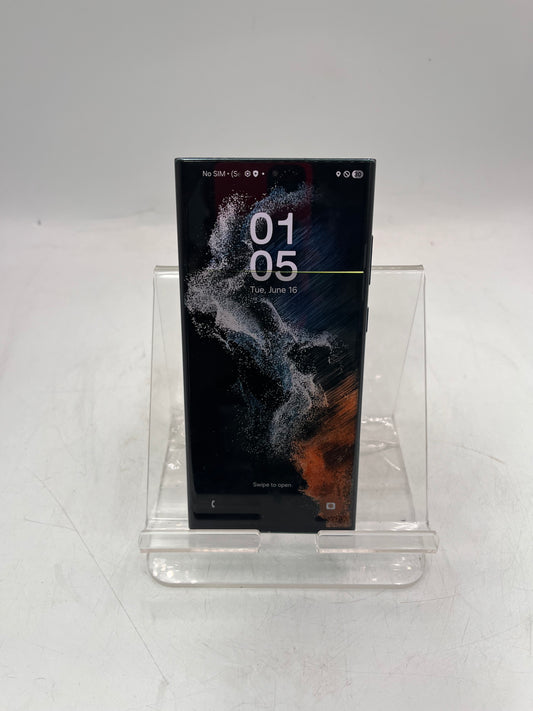 Unlocked Samsung Galaxy S22 Ultra 256GB Black Smartphone - BLACK DISCOLORATION