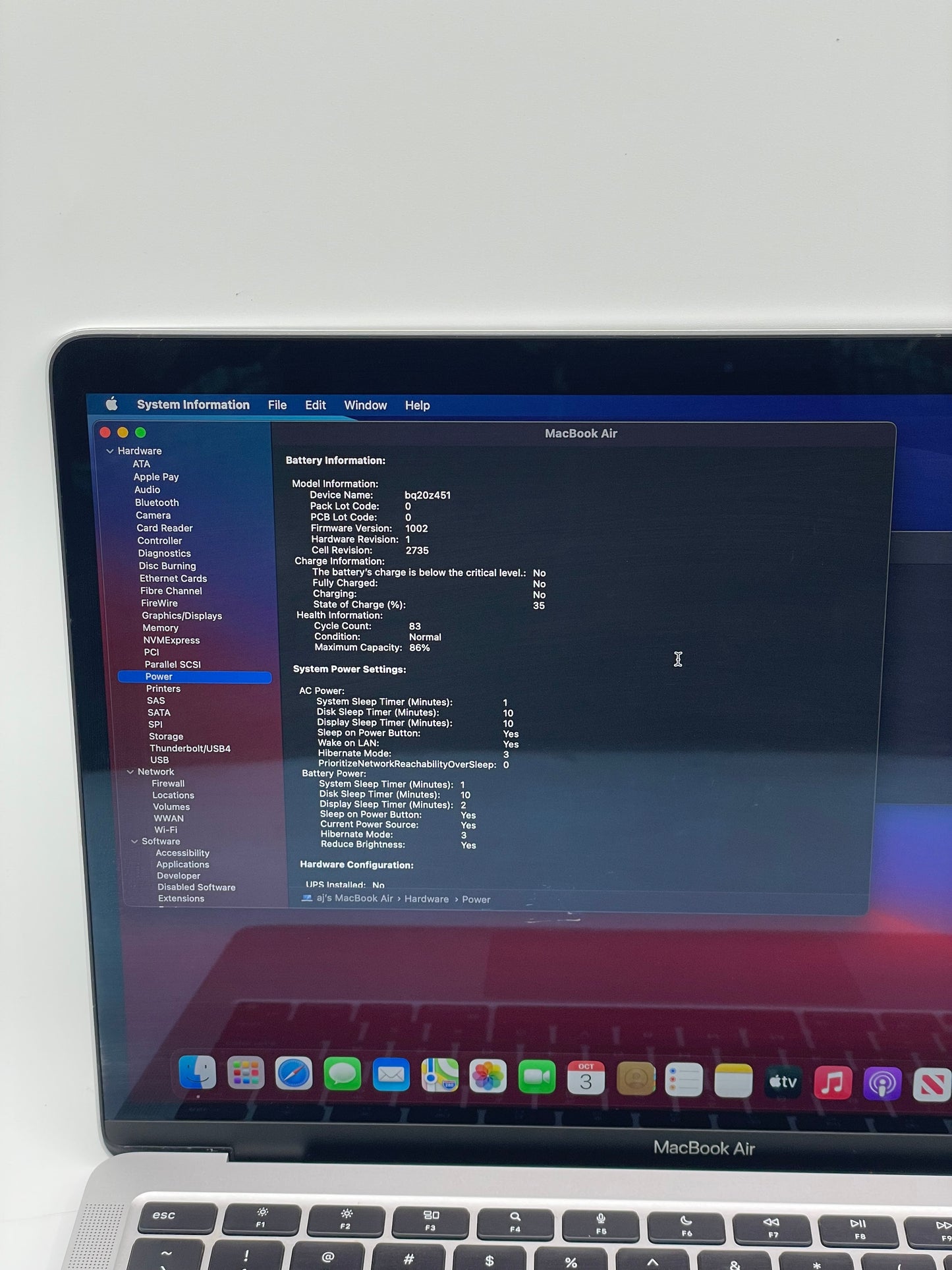 2020 Apple MacBook Air 13.3" M1 7C 8GB 128GB A2337 REMOTELY MANAGED