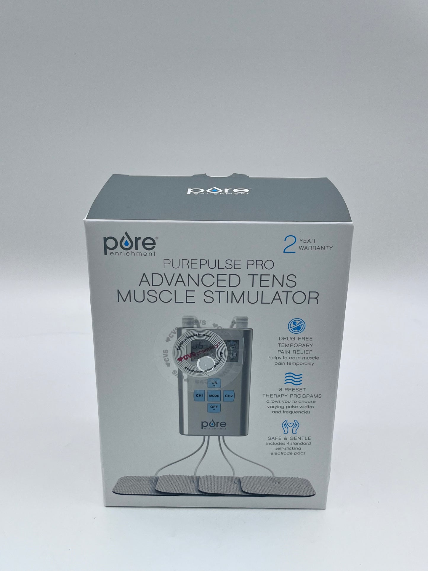 Pulse Pro TENS Therapy EMS Muscle Stimulator Dual Channel Pure Enrichment