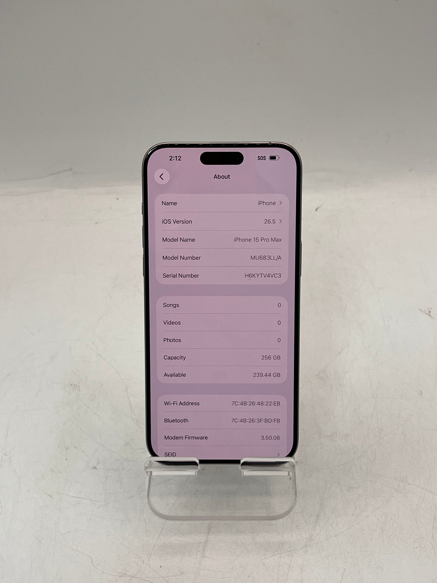 Unlocked  Apple iPhone 15 Pro Max MU683LL/A A2849 256GB White