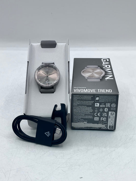 GARMIN Vivomove Trend Cream Gold/French Gray Silicone Smartwatch (010-02665-02) New Open Box