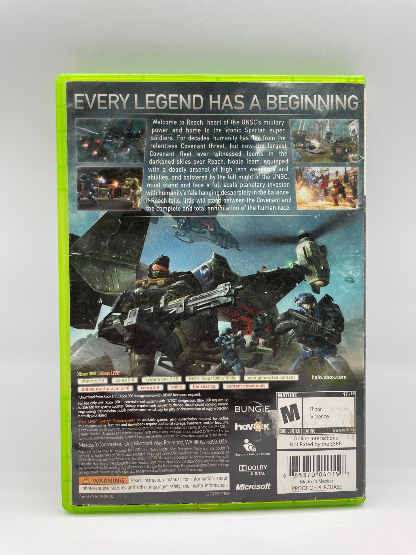 Xbox 360 Halo Reach with Box - Tested & Working Free Shipping