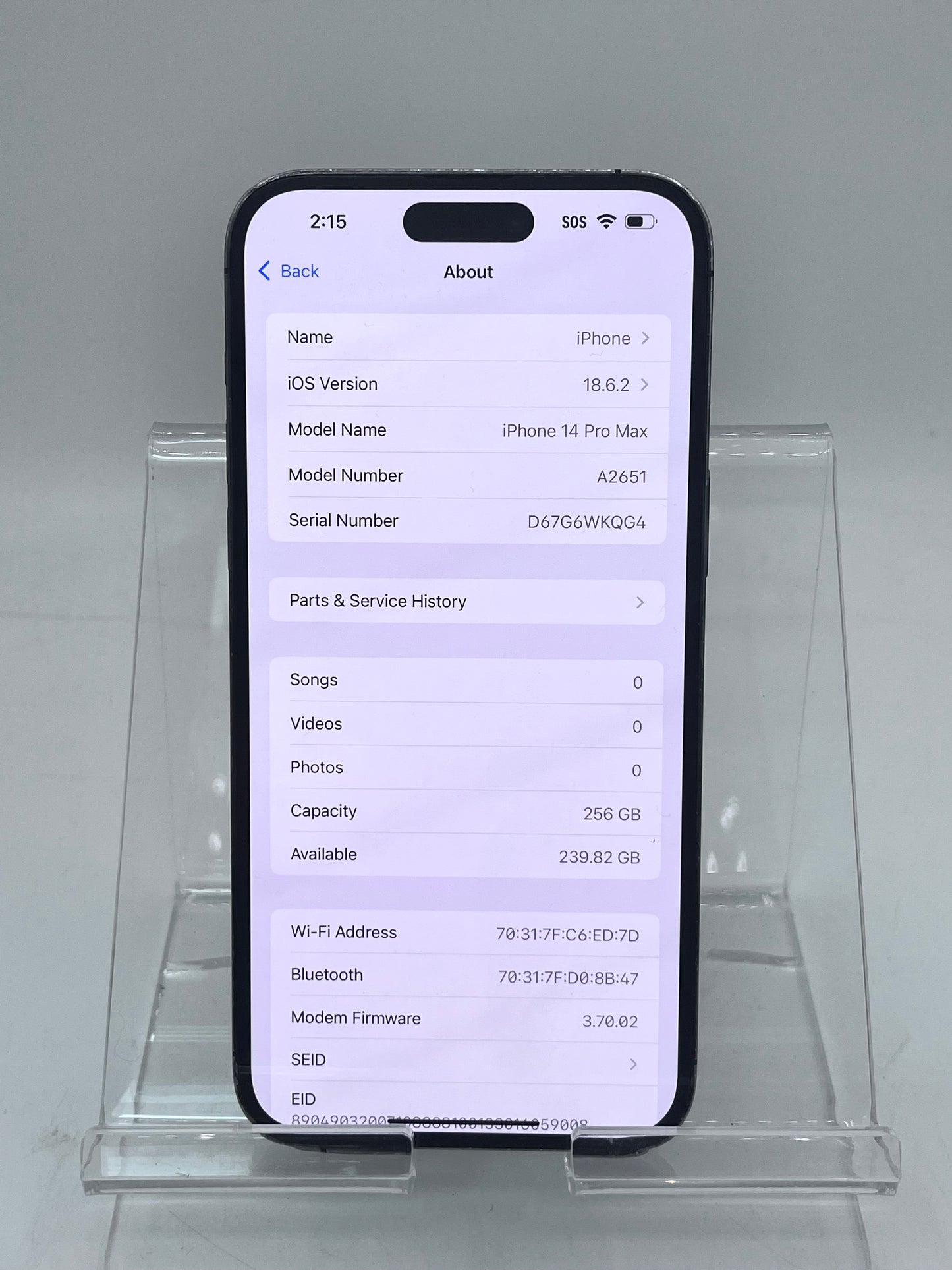 Unlocked Apple iPhone 14 Pro Max 6.7" 256GB MQ8W3LL/A A2651 Purple