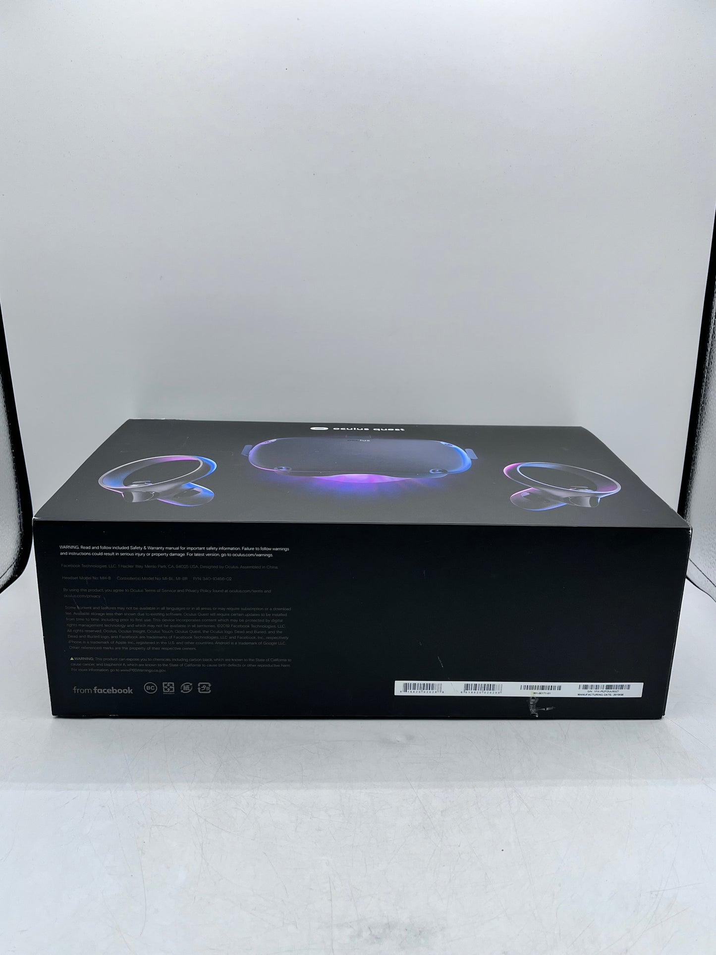Oculus Quest 1 VR Gaming Headset 128GB 2 Controllers, Box - Black - Used