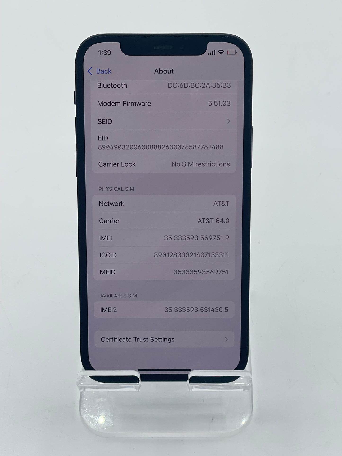 Apple iPhone 12 6.1 MMPX3LL/A A2172 64GB 100%BH - Black