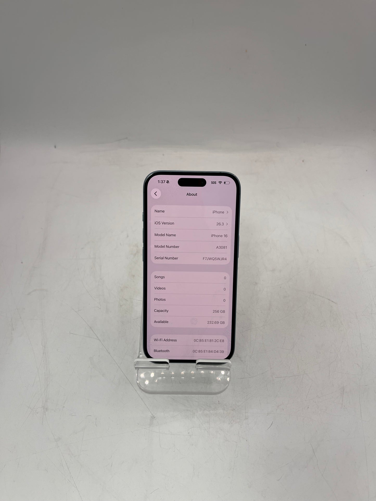 Unlocked Apple iPhone 16 256GB A3081 MYD23LL/A 92% Battery Health