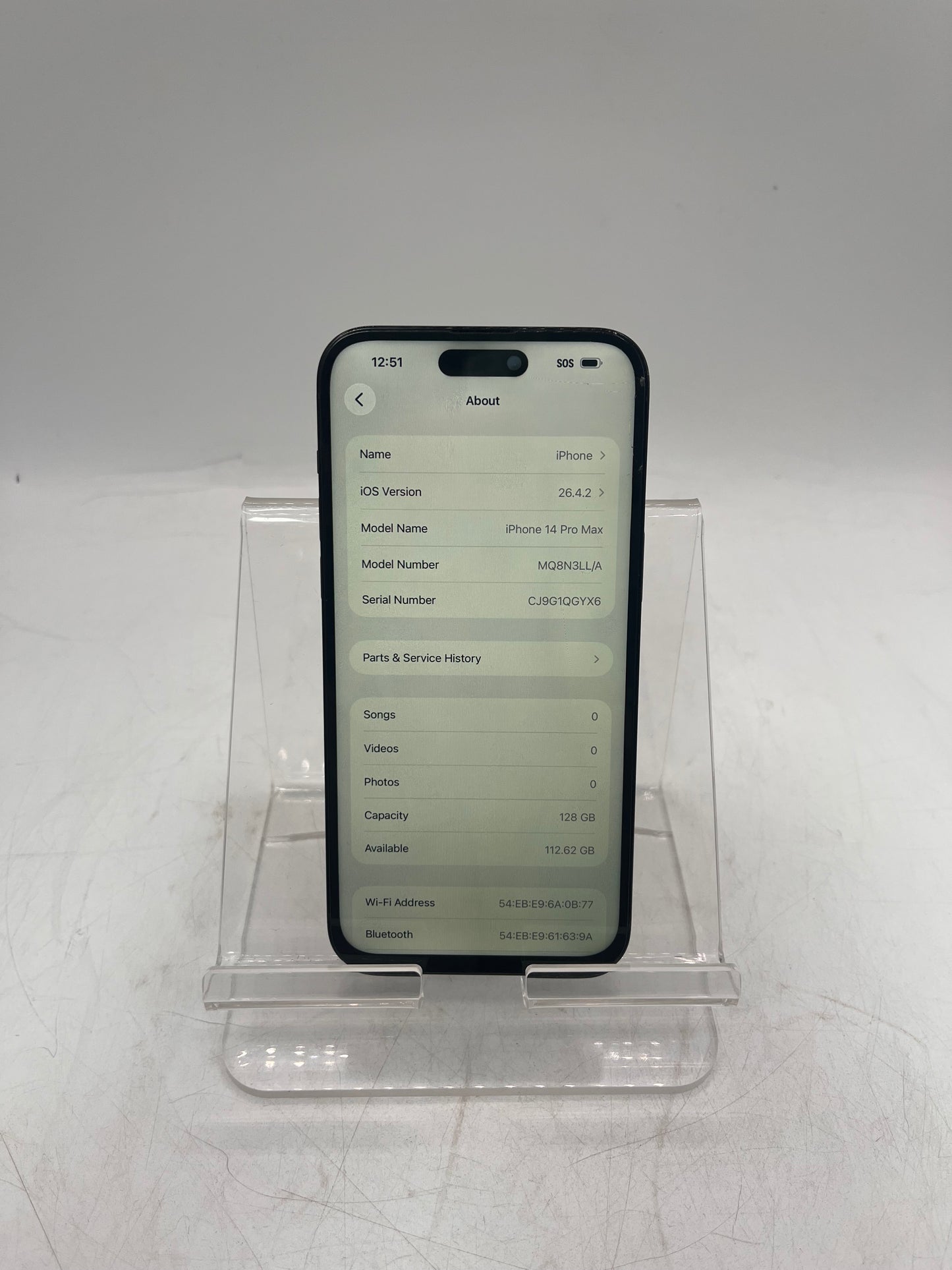 Unlocked Apple iPhone 14 Pro Max MQ8N3LL/A A2651 128GB 88% Battery Health Cracked