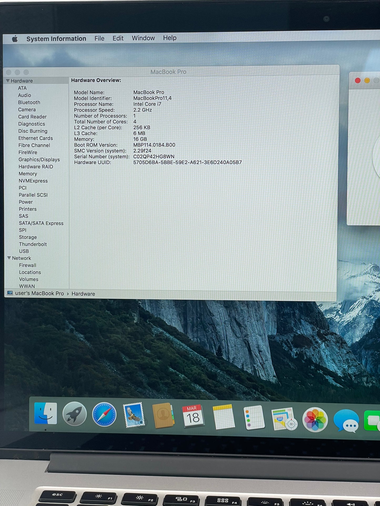 Apple MacBook Pro Retina 15" A1398 2.5G i7 16GB RAM 2GB GPU 256GB SSD Mid 2015