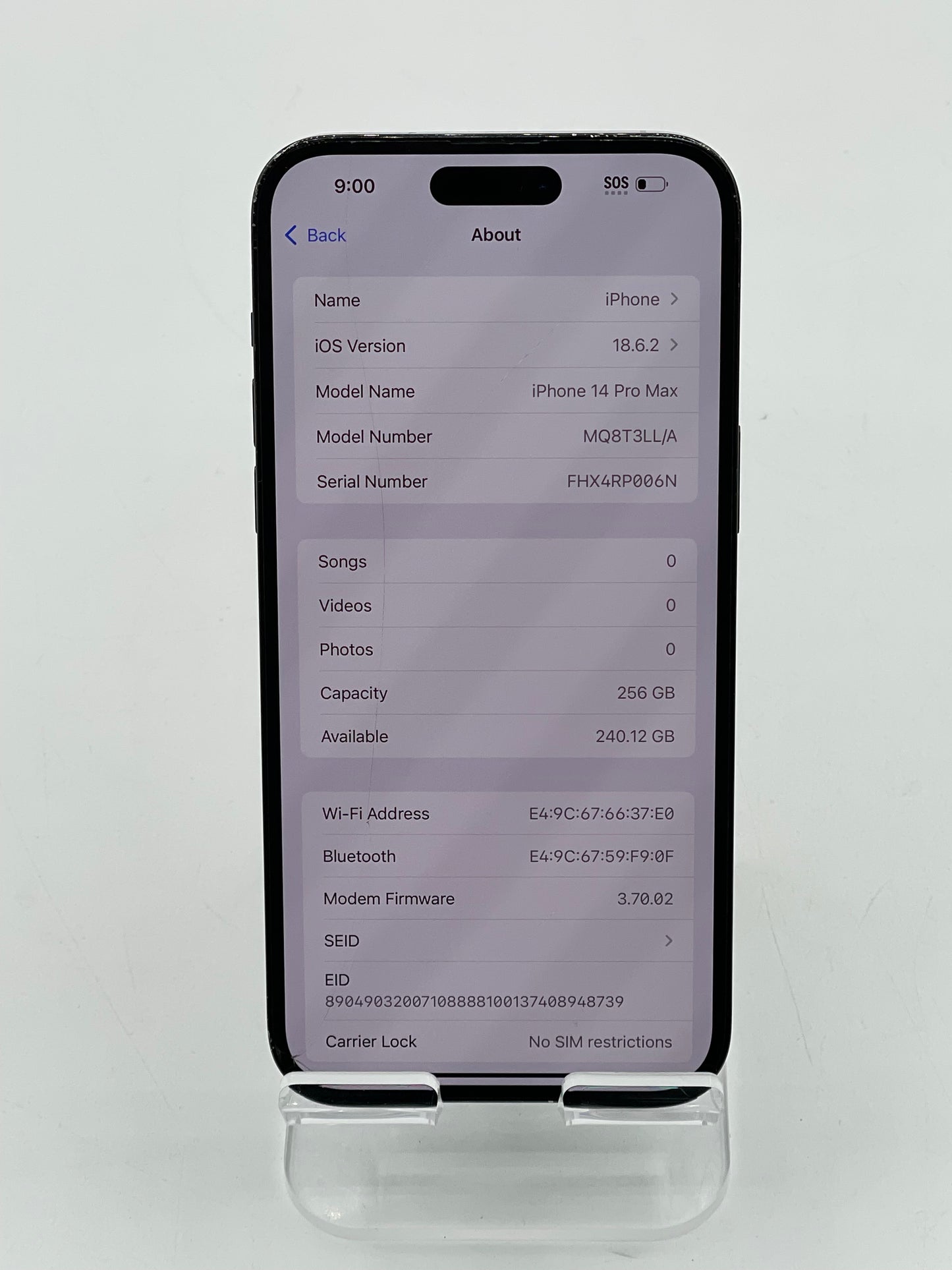 Unlocked Apple iPhone 14 Pro Max 256GB Black A2651 MQ8T3LL/A Cracked