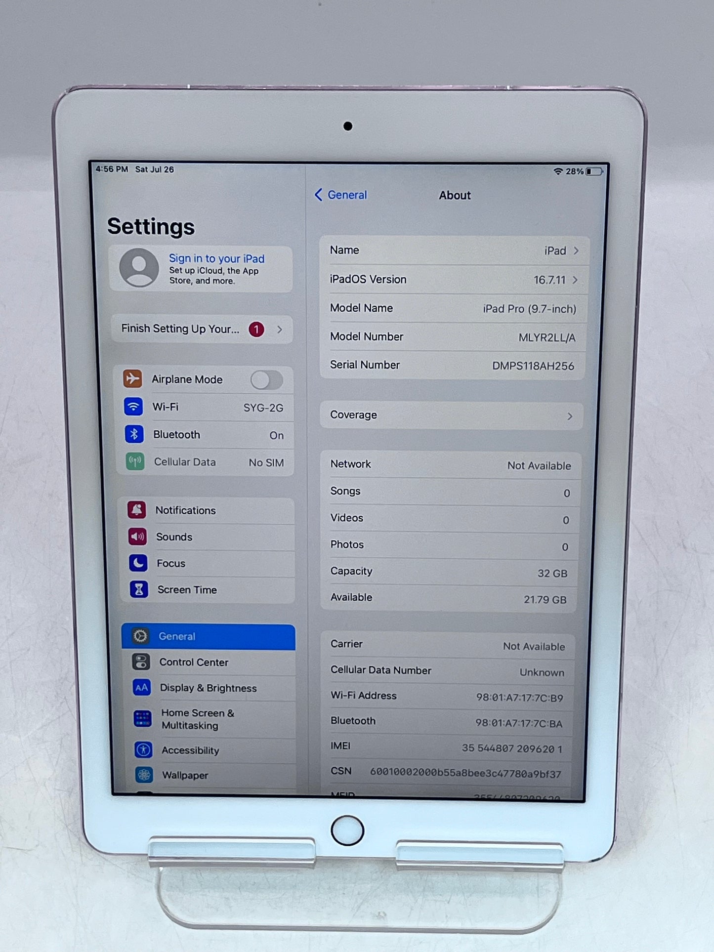 Apple iPad Pro (9.7-inch) A1674  MLYR2LL/A 32GB Wi-Fi + 4G - Pink