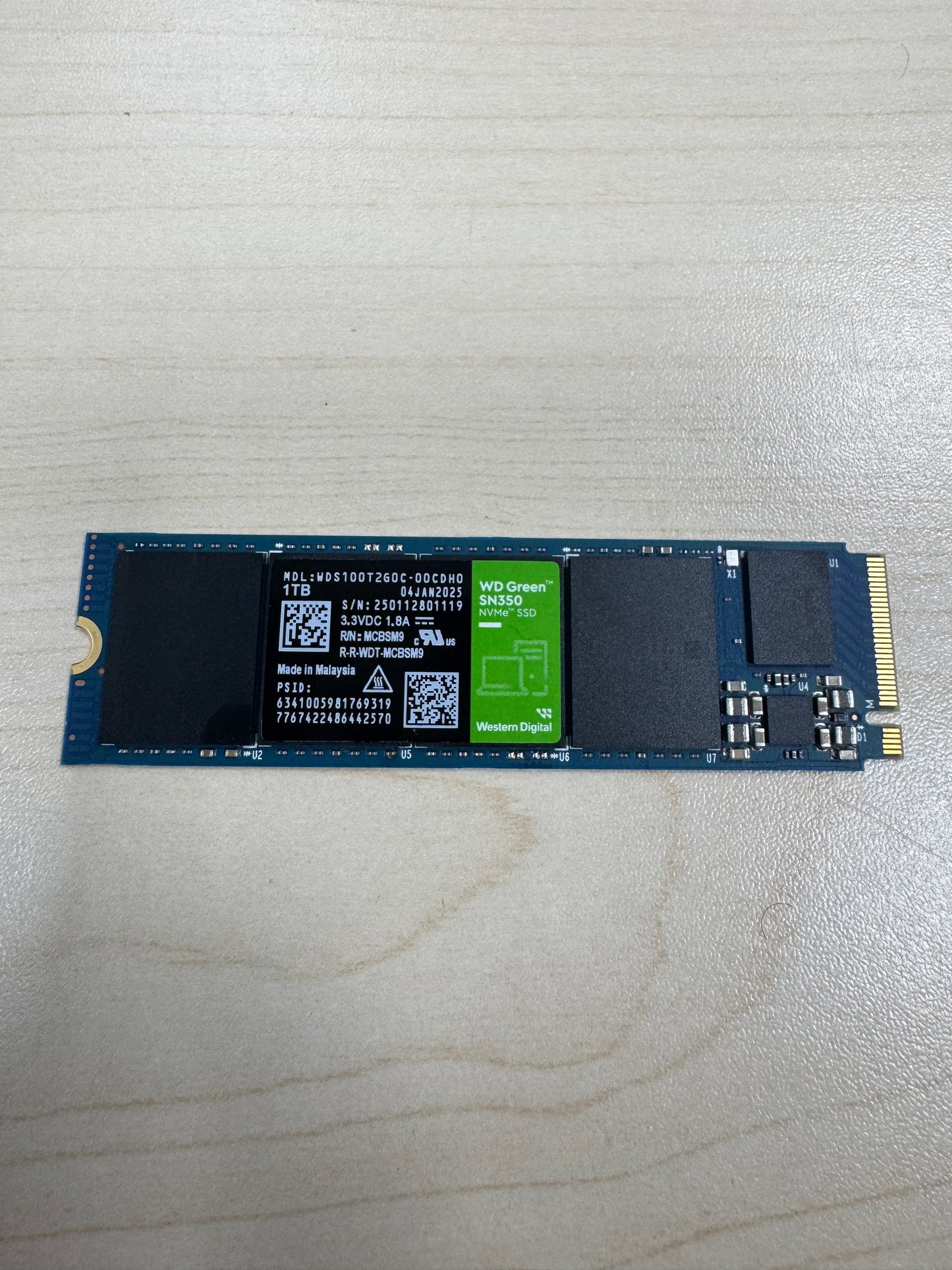 WD Green SN350 1TB M.2 NVMe SSD WDS100T2G0C-00CDH0 Tested Free Shipping