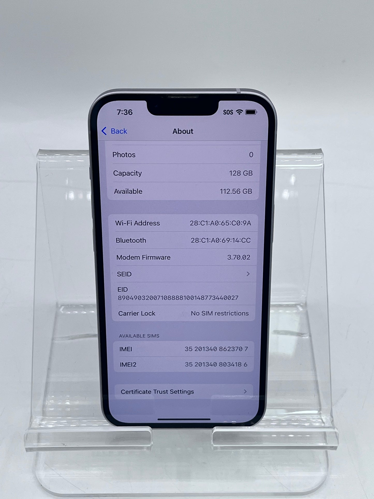 Unlocked Apple iPhone 14 6.1" 128GB A2649 MPUX3LL/A Purple