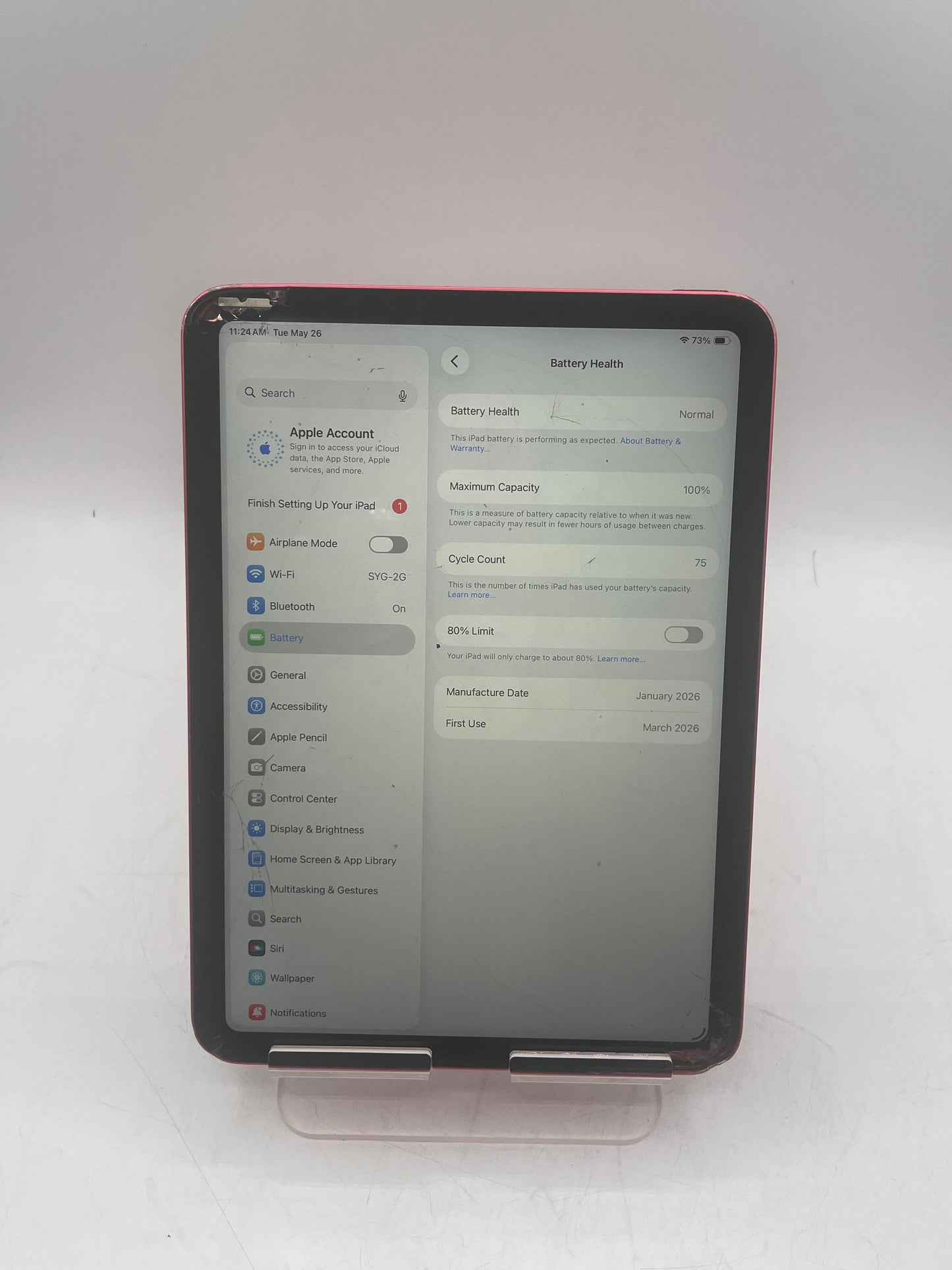 Apple iPad 11th Gen A16 (2025) 128GB Wi‑Fi Only Tablet - Black - Broken Screen