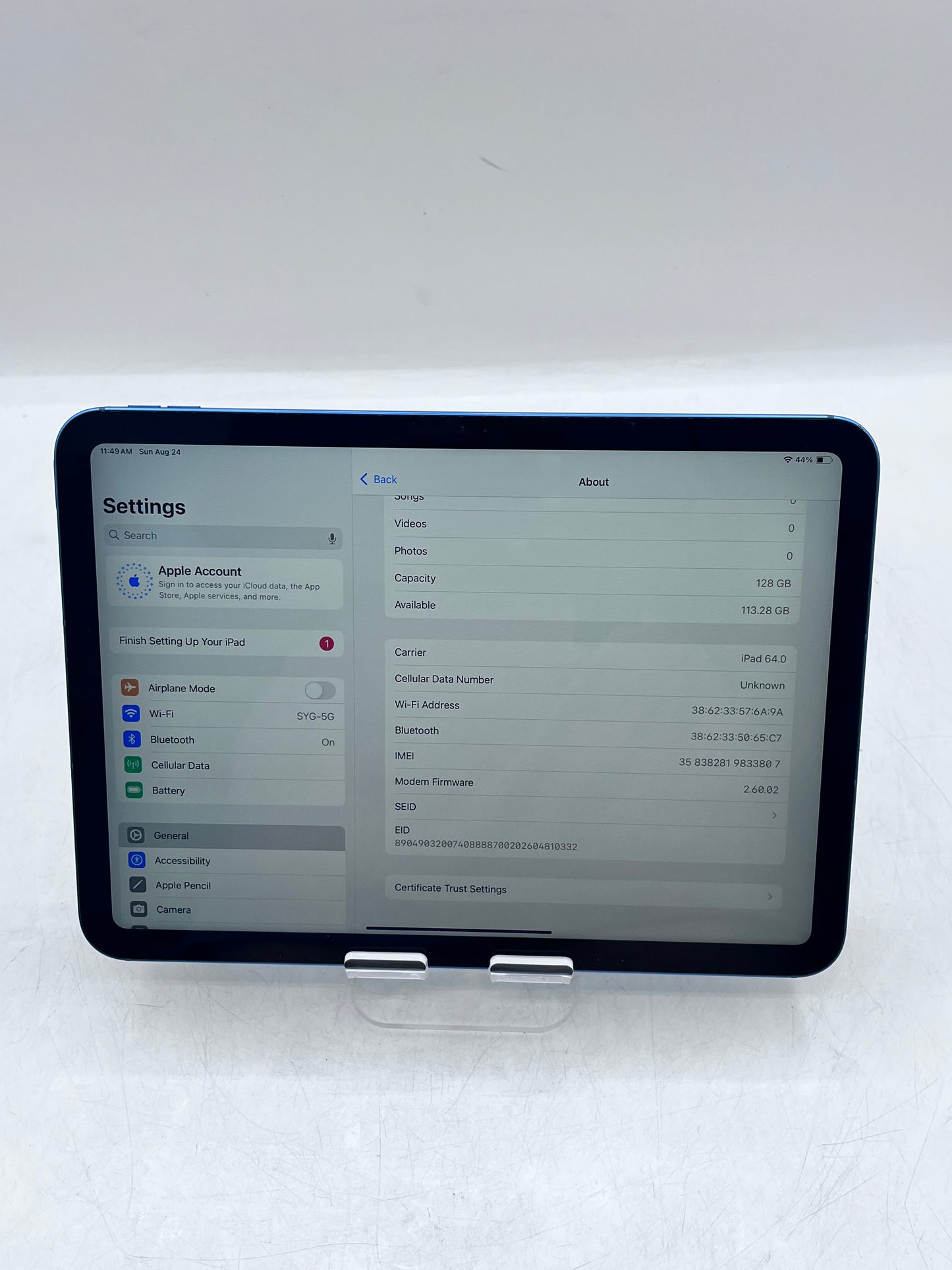 Apple iPad (A16) 11" Wi-Fi 128GB A3355 MD7G4LL/A 100% BH - Blue