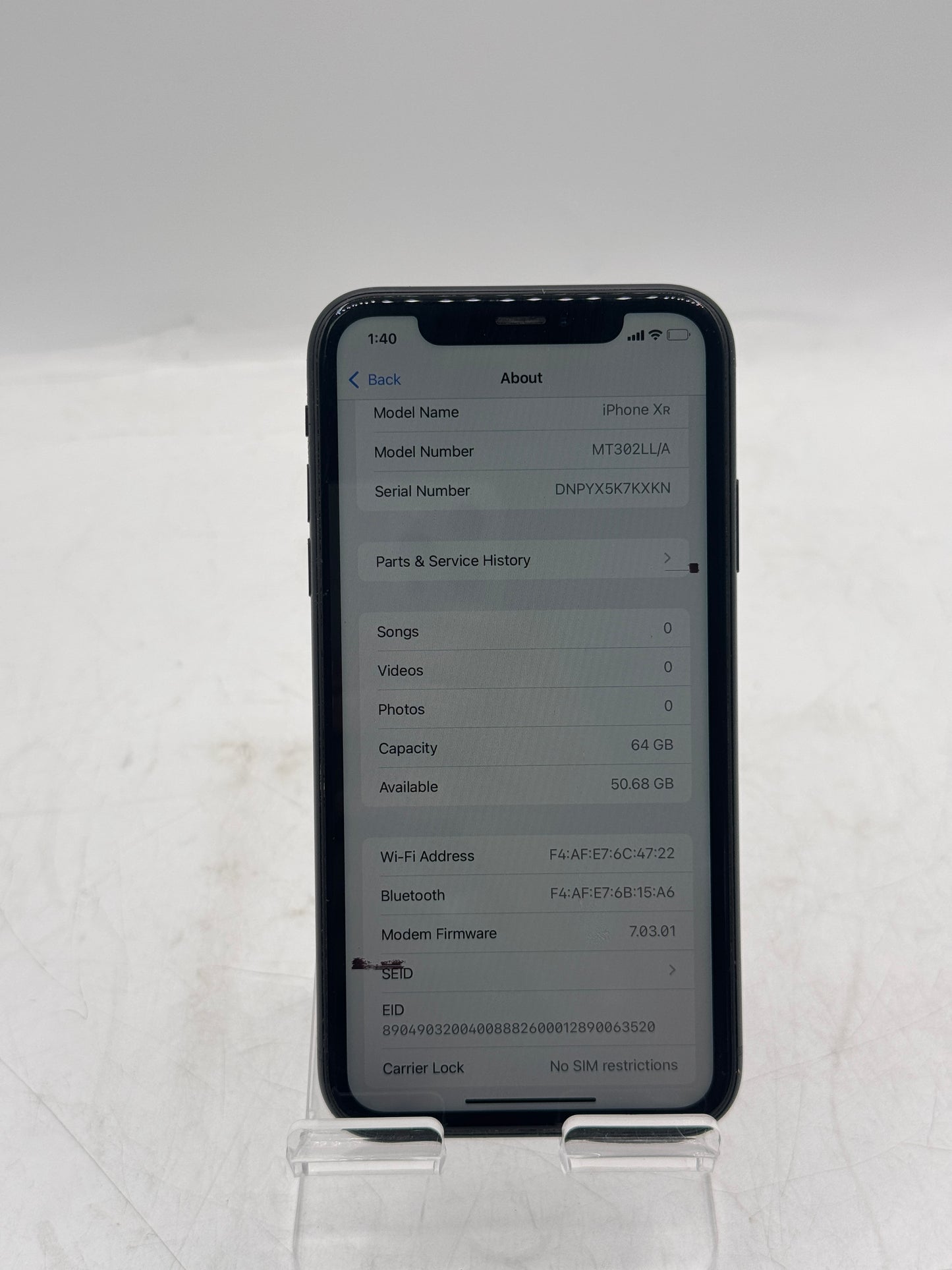 Unlocked Apple iPhone XR A1984 MT302LL/A  64GB Black Free Shipping