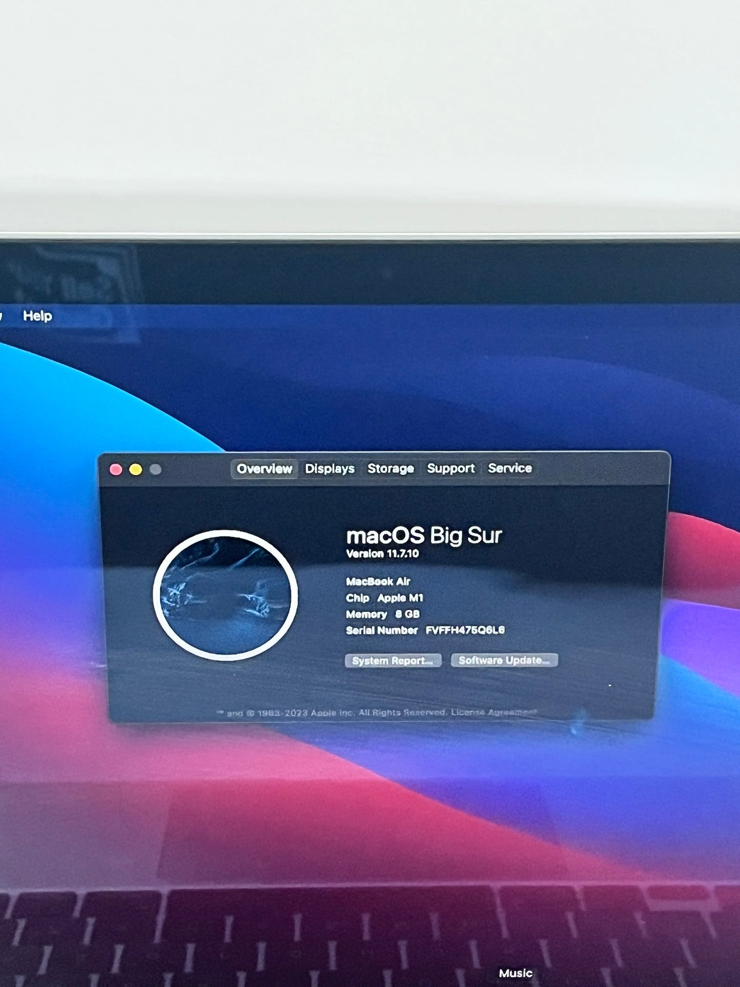 2020 Apple MacBook Air 13.3" M1 7C 8GB 128GB A2337 REMOTELY MANAGED