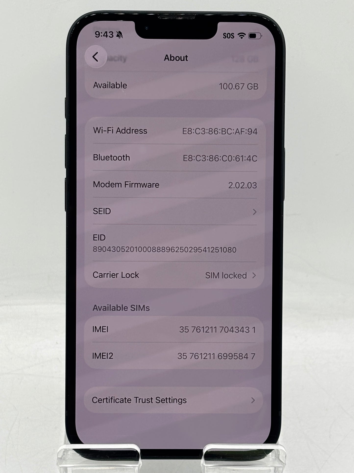 T-Mobile Apple iPhone 16e 128GB A3212 MD0T4LL/A Black Battery Health 100%