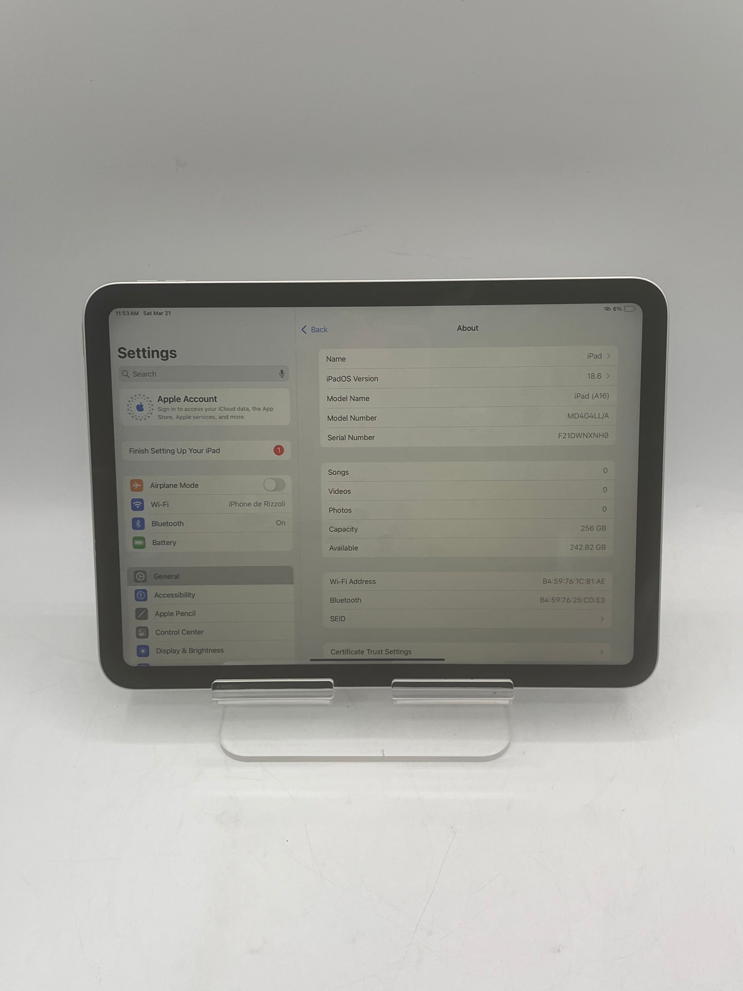 WiFi Only Apple iPad 11" (A16) 256GB Silver MD4G4LL/A Free Shipping
