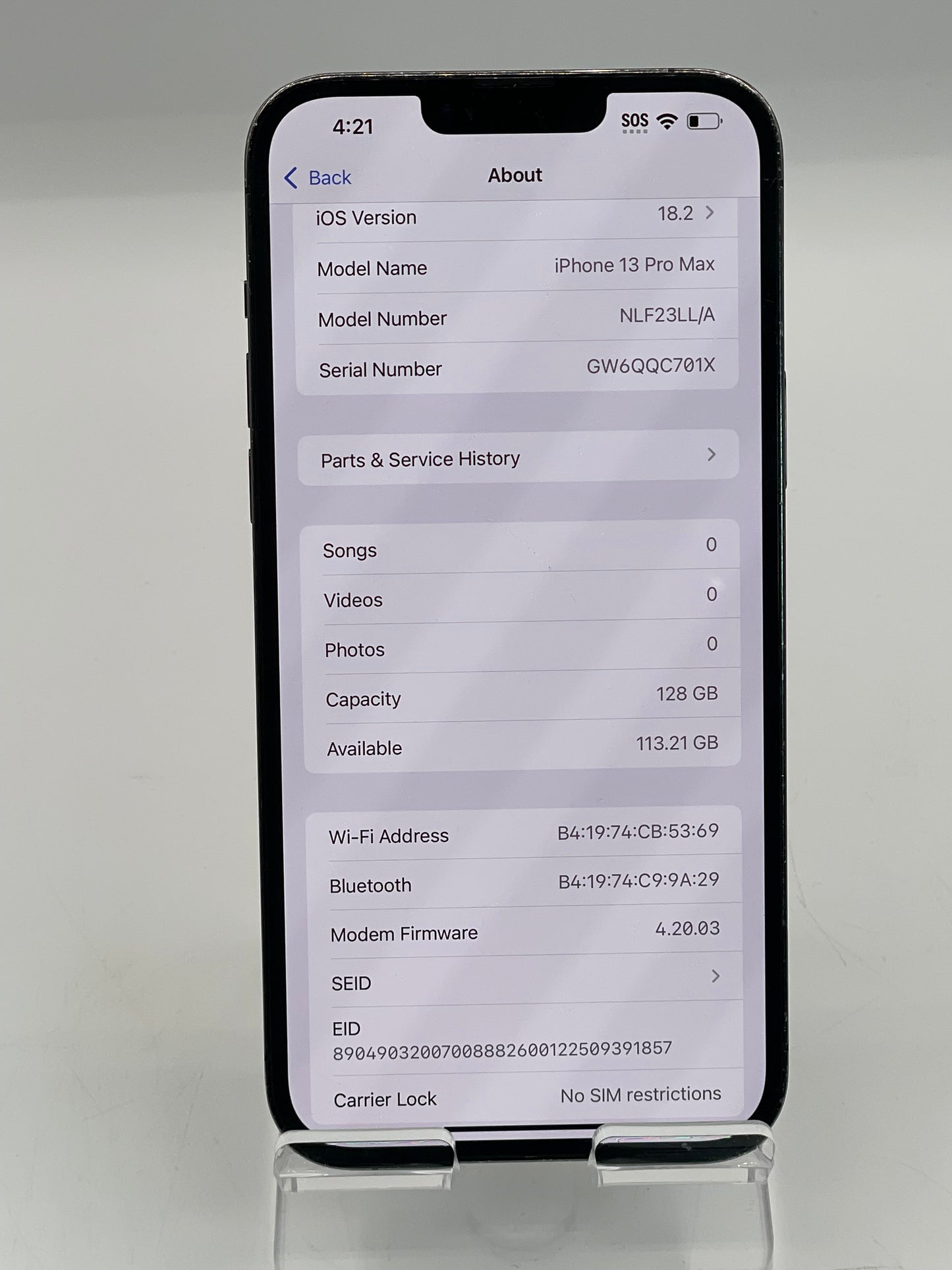 Apple iPhone 13 Pro Max - 128 GB - Graphite (Unlocked) 91% Battery