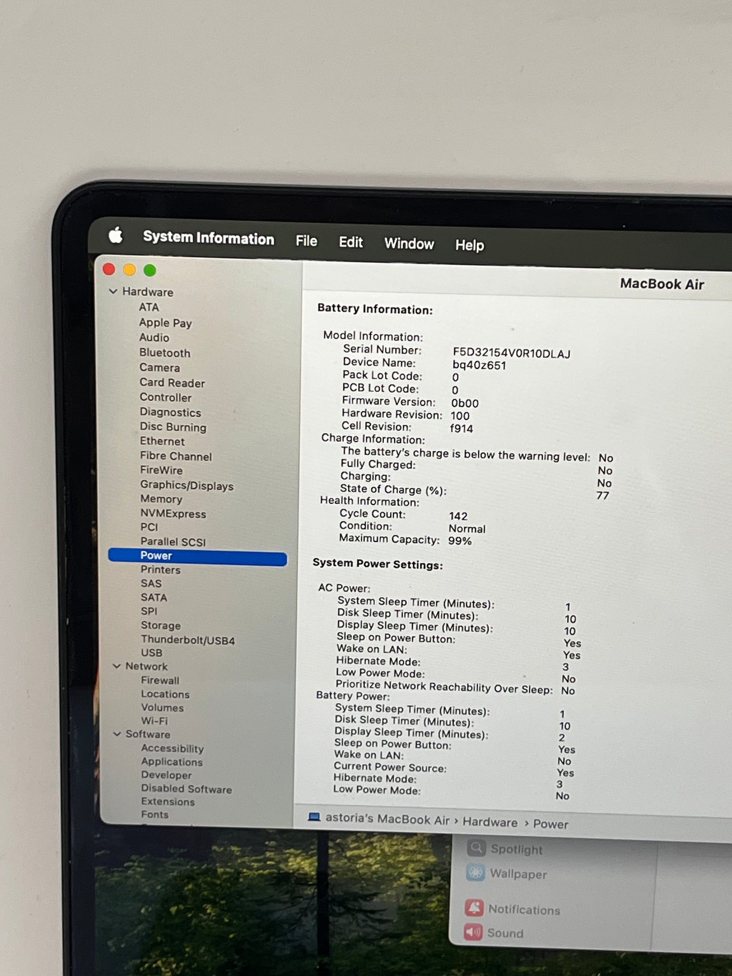 2023 Apple MacBook Air 13' M2 8GB 256GB A2681 MLY33LL/A Midnight 142 Cycle Count