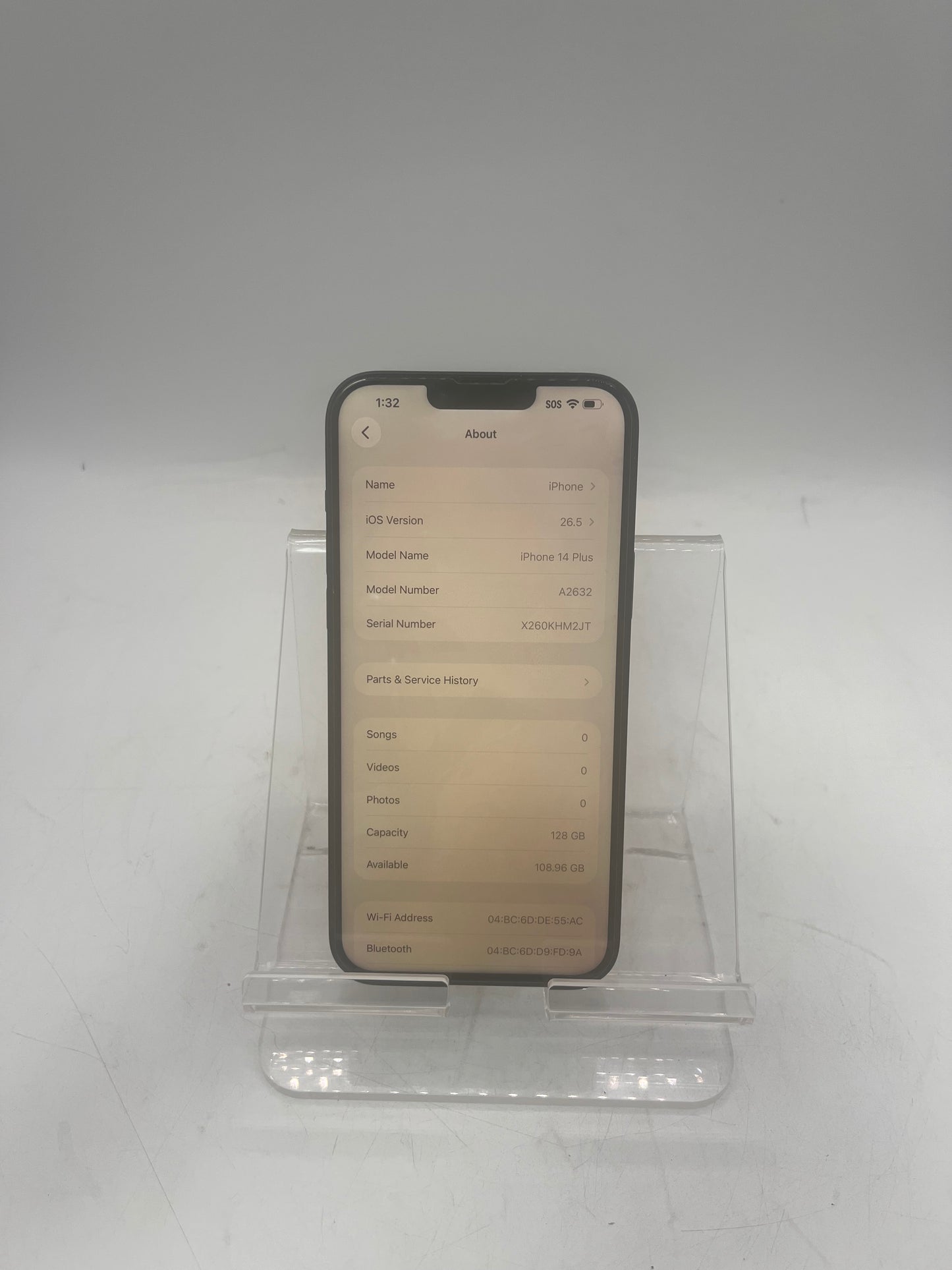Unlocked Apple iPhone 14 Plus MQ623LL/A A2632 128GB Black 89% Battery Health