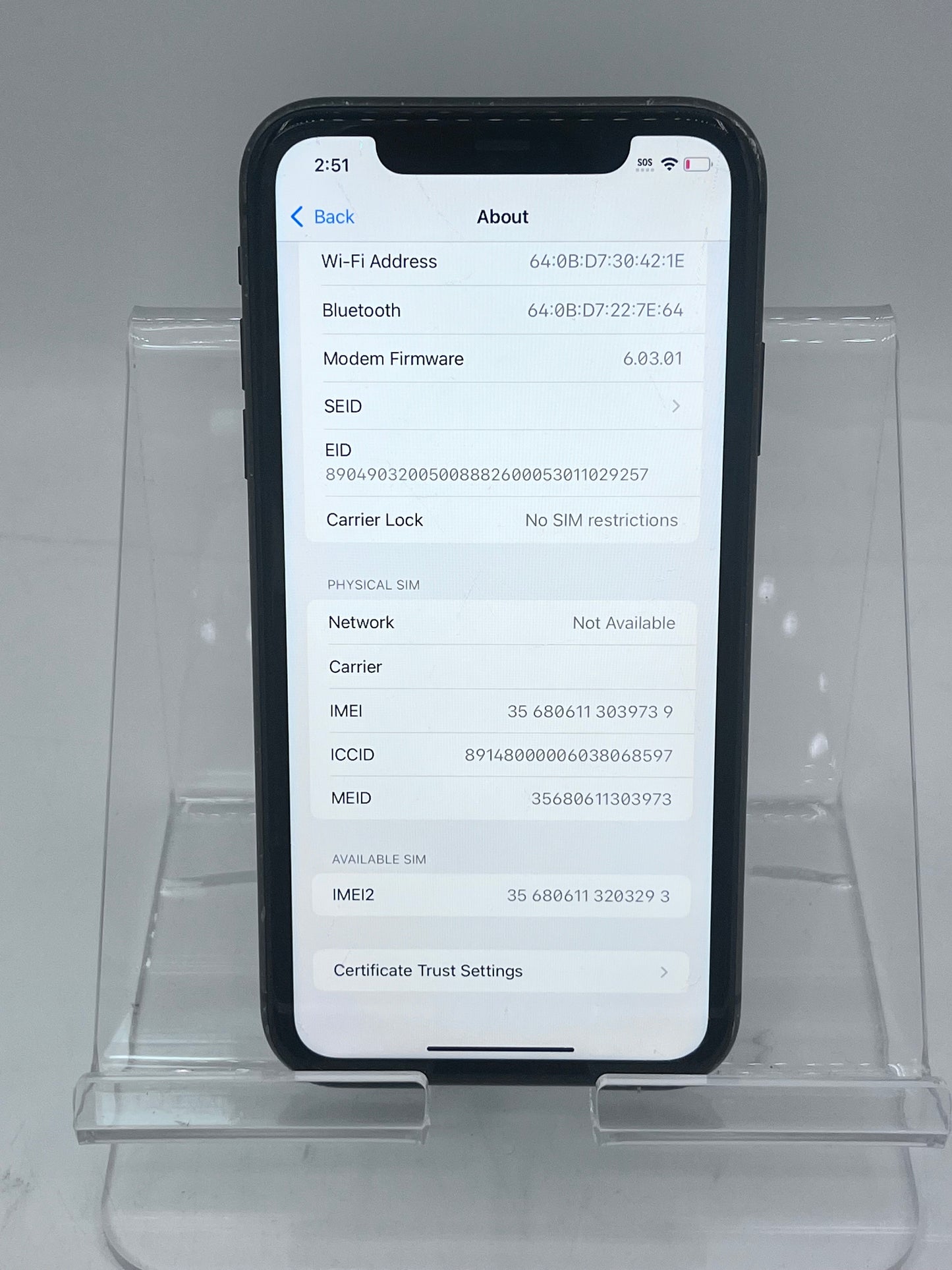 Unlocked Apple iPhone 11 A2111 MWL12LL/A 6.1 inch 256 GB - Black