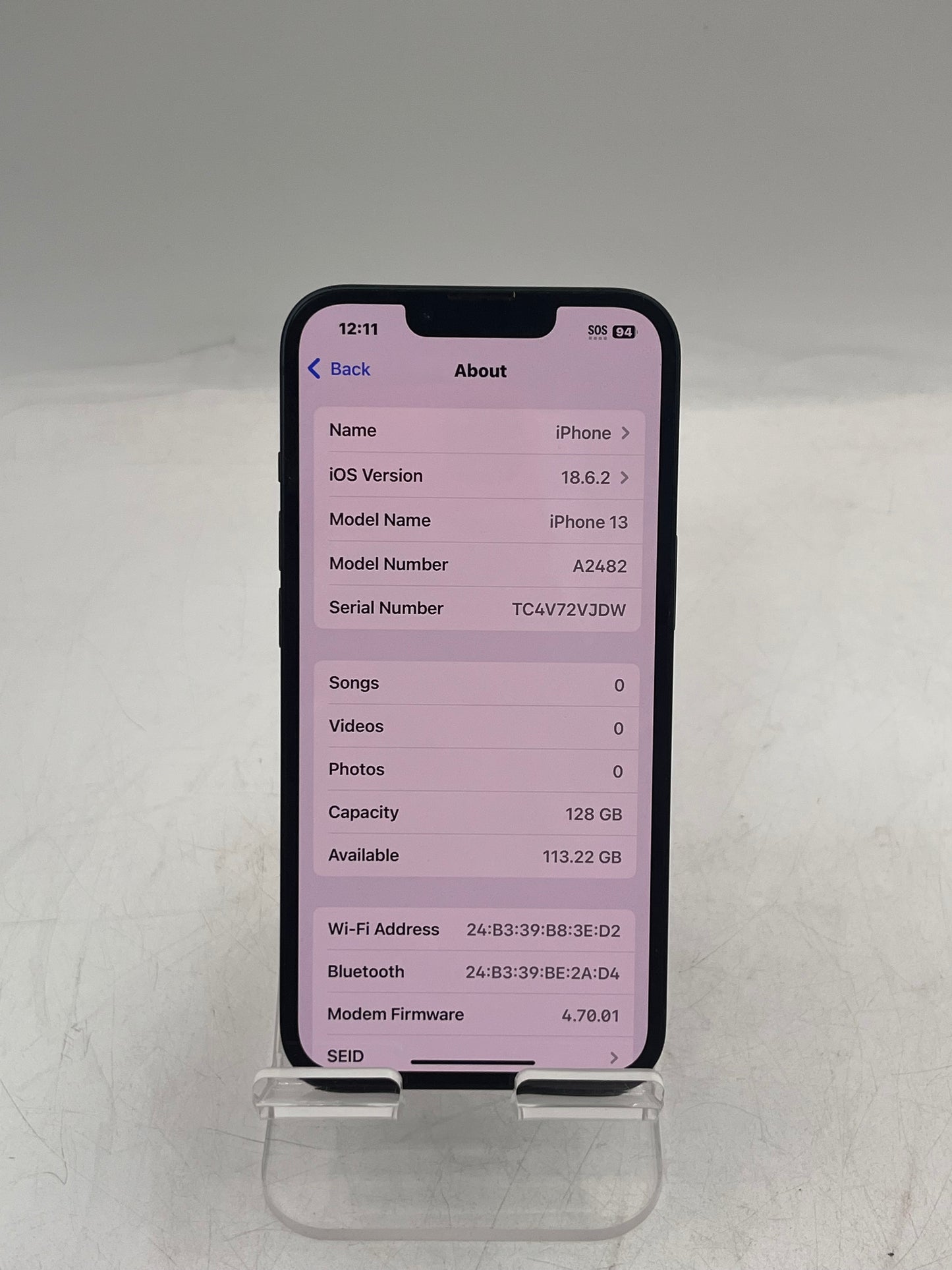 Unlocked Apple iPhone 13 MLML3LL/A A2482 128GB Black