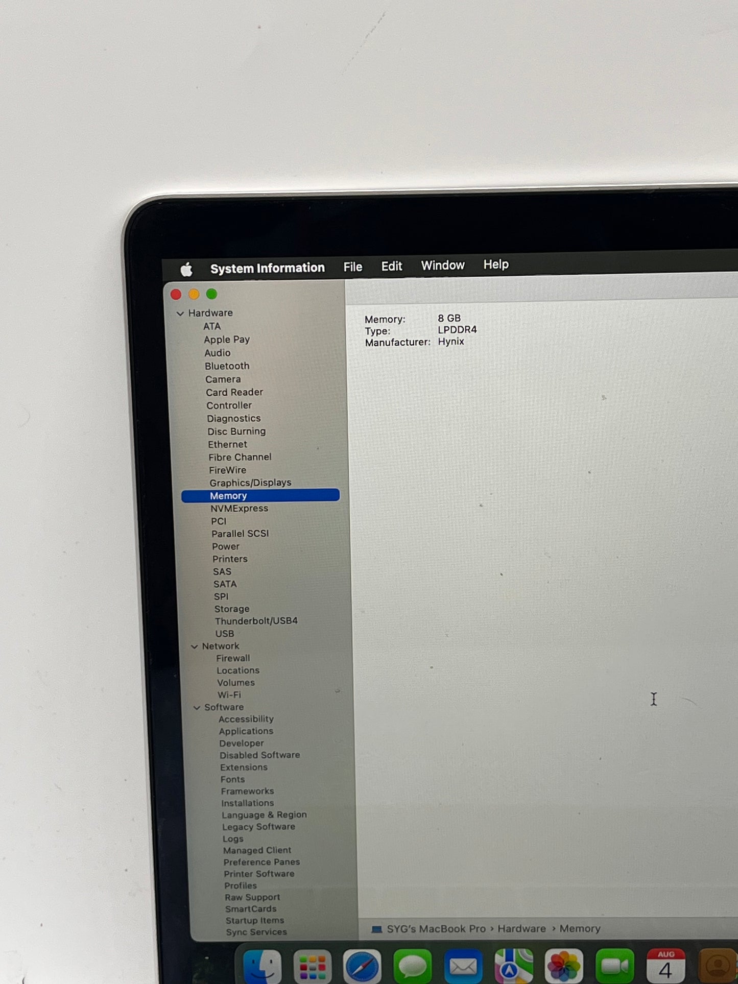 2020 Apple MacBook Pro 13" M1 8C GPU 3.2GHz 8GB RAM 256GB SSD A2338 Silver