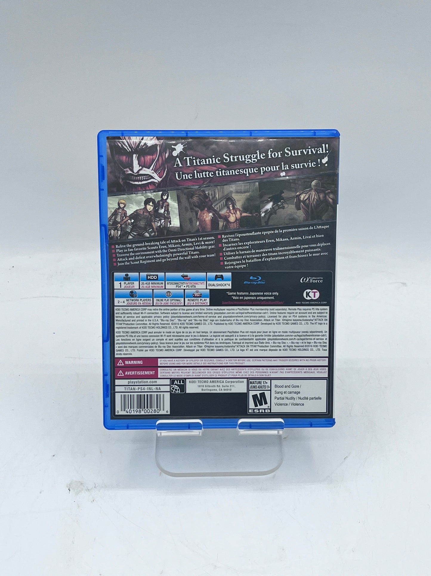Sony Playstation 4 Attack on Titan Game - Free Shipping!