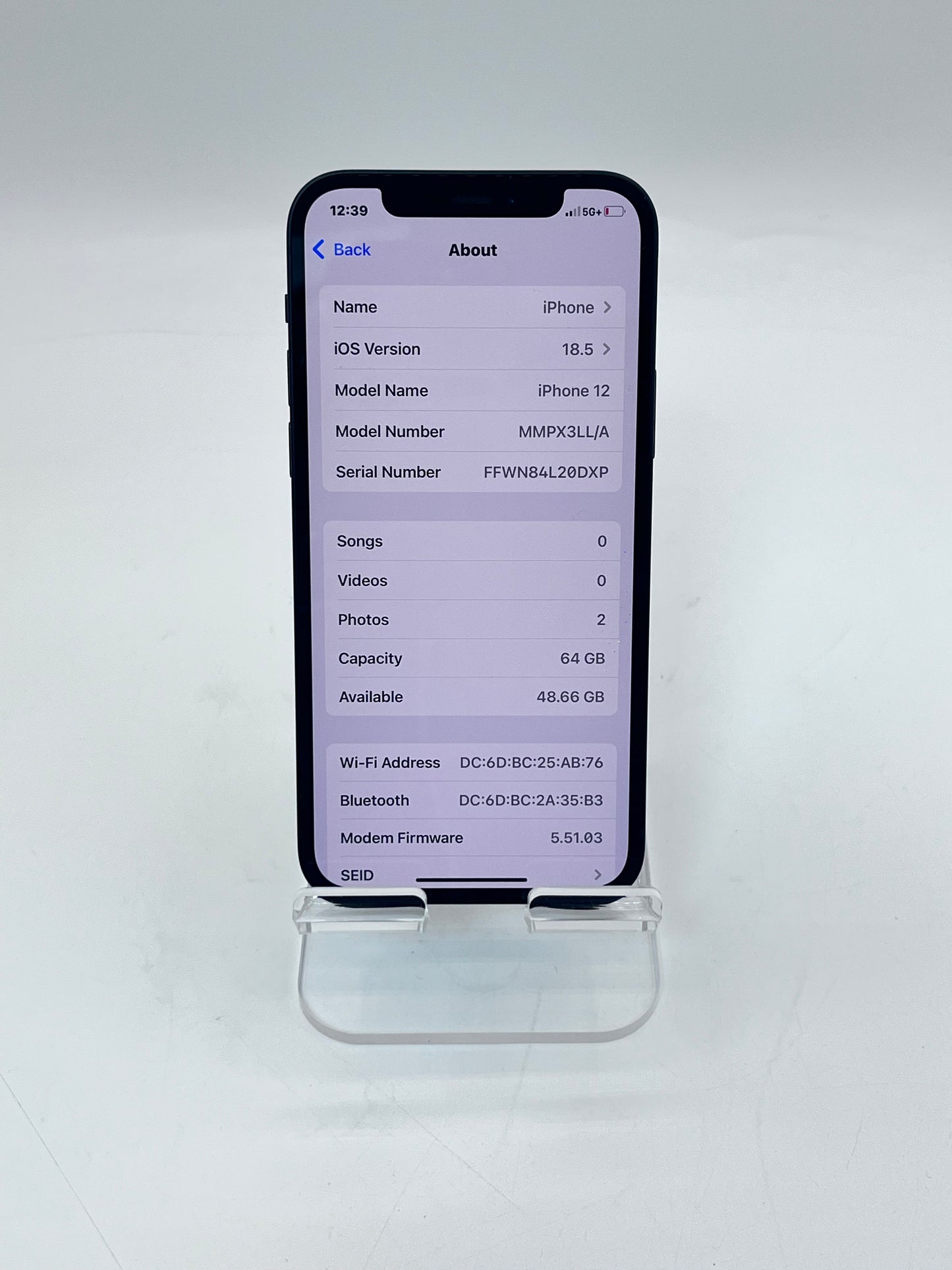 Apple iPhone 12 6.1 MMPX3LL/A A2172 64GB 100%BH - Black