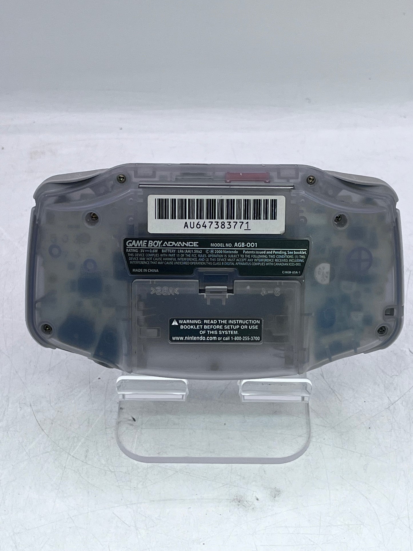 Nintendo Game Boy Advance (AGB-001) - Glacier Clear - Free Shipping!!