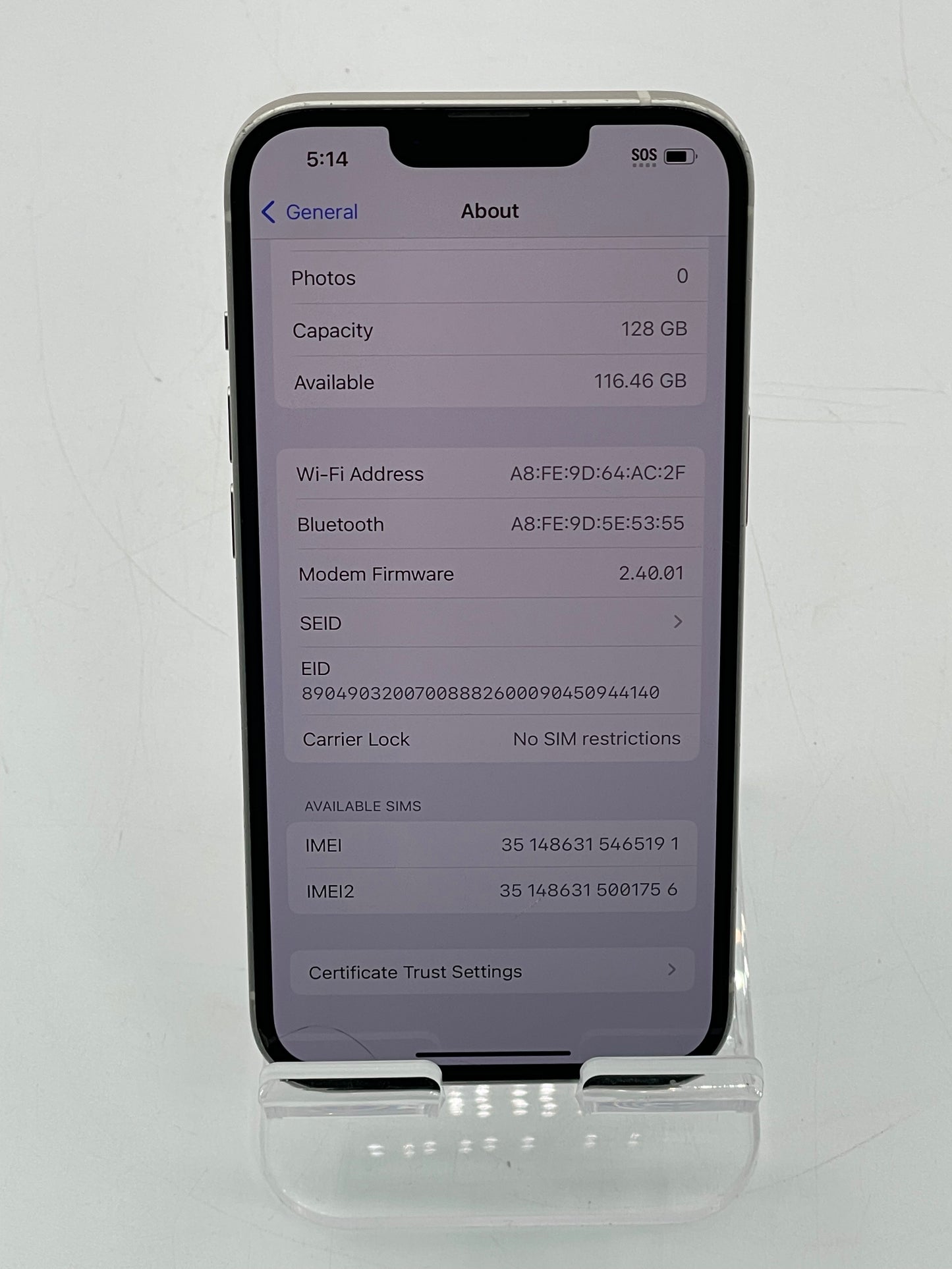 Unlocked Apple iPhone 13 - 128GB A2482 MLMM3LL/A - White - Broken