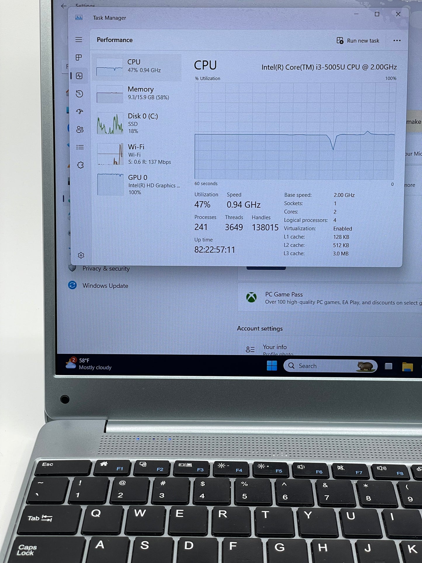 UOWAMOU BTC 507 14" Core i3-5005U @ 2GHz 16GB RAM 500GB SSD READ