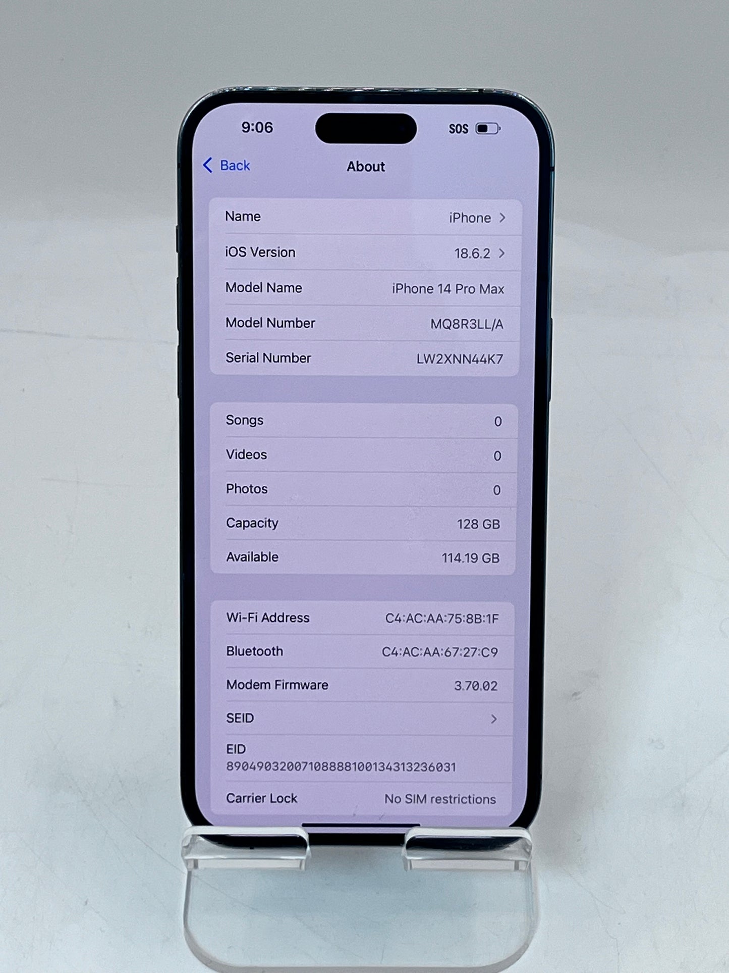 Unlocked Apple iPhone 14 Pro Max 6.7" A2651 MQ8R3LL/A 128GB - Purple