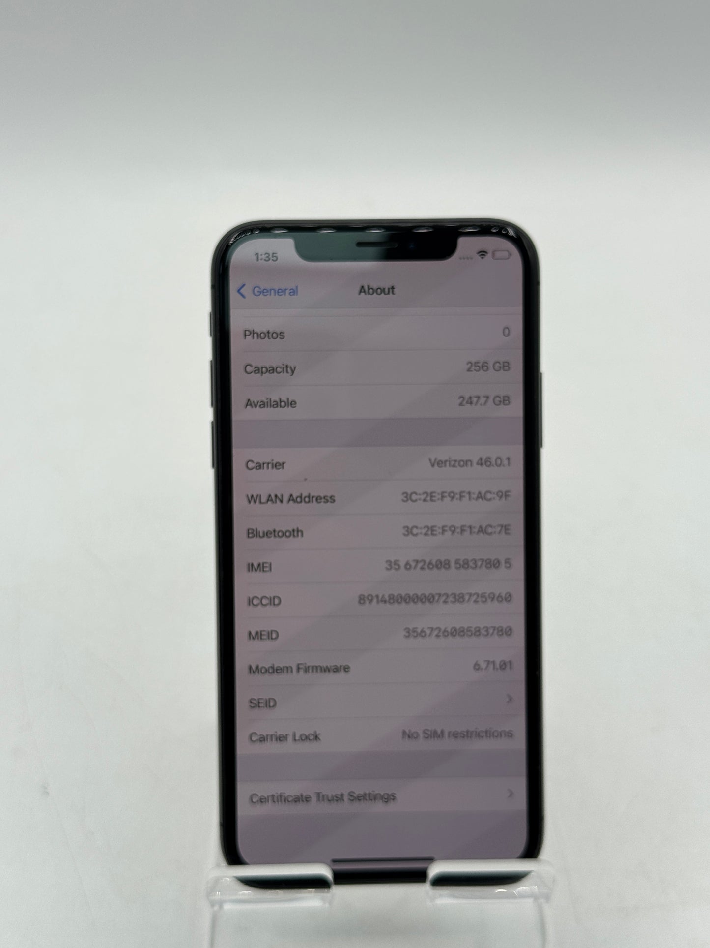 Unlocked Apple iPhone X 256GB A1865 MQA82CH/A Space Gray Battery Health 79%