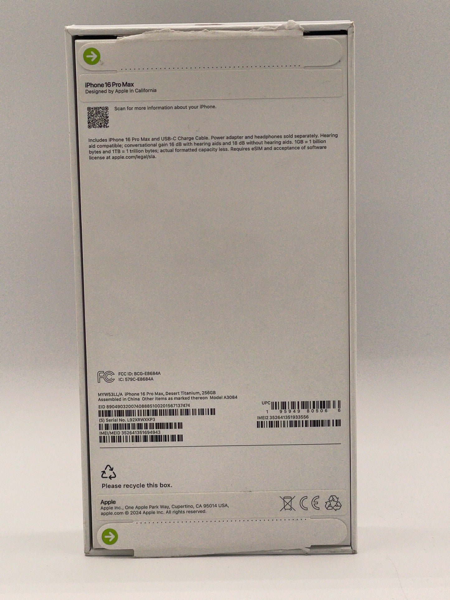 Unlocked Apple iPhone 16 Pro Max 256GB Dessert Titanium Clean IMEI 100% Battery with Original Box