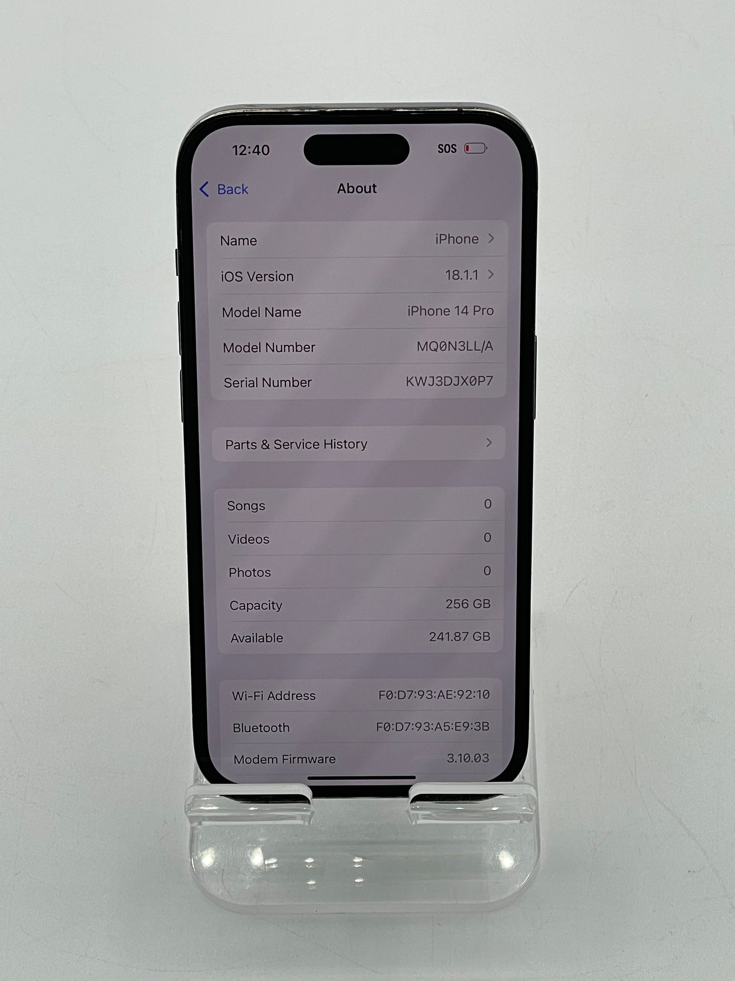 Unlocked Apple iPhone 14 Pro 256GB Black A2650 MQ0N3LL/A Cracked 100% Battery