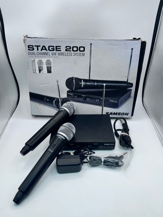 Samson Stage 200 Dual-Channel Handheld VHF Wireless System Black