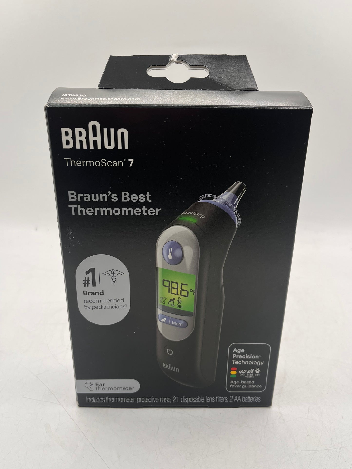 BRAUN ThermoScan 7 Ear Thermometer Model IRT6520 Black