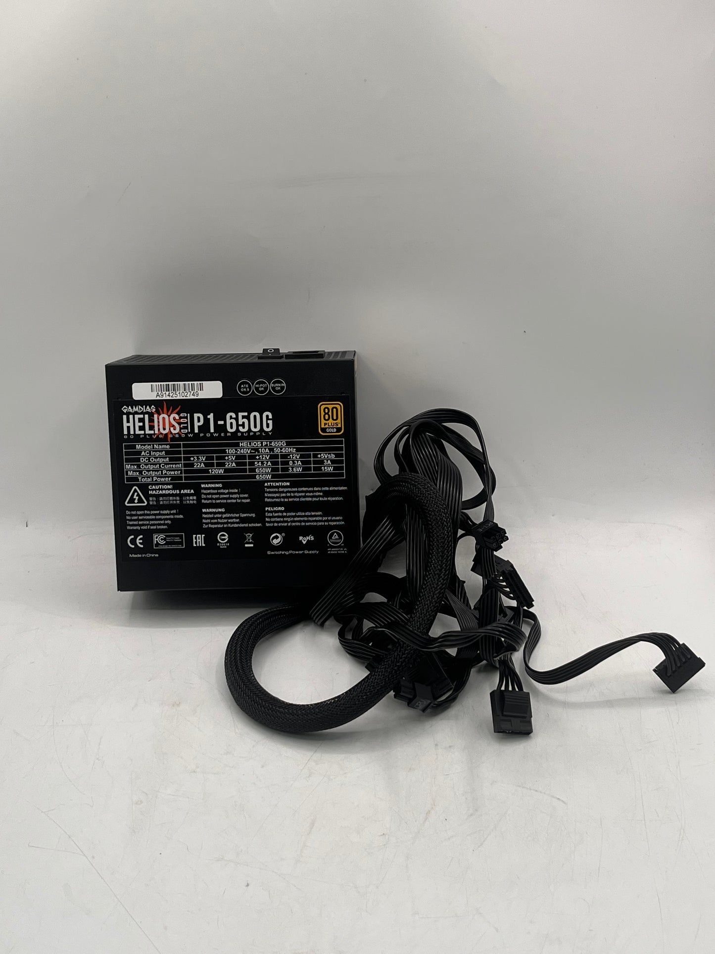 GAMDIAS HELIOS P1-650G 650W 80 Plus Gold ATX Power Supply