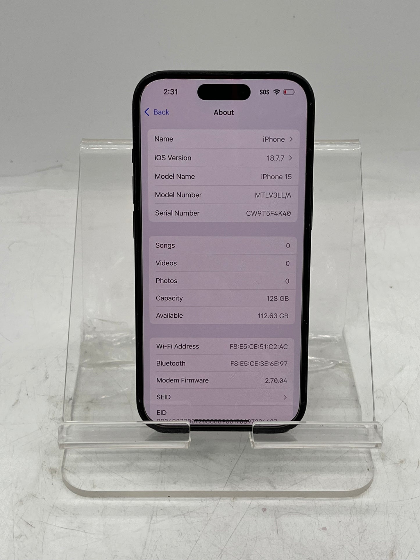 T-Mobile Apple iPhone 15 MTLV3LL/A A2846 128GB Smart Phone - Black