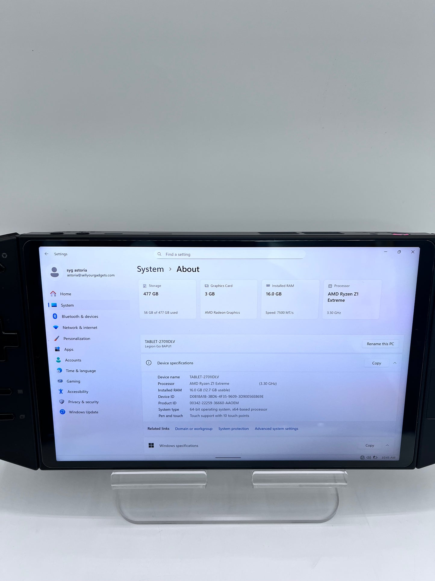 Lenovo Legion Go 8APU1 Handheld Console AMD Ryzen Z1 Extreme 16GB RAM 512GB SSD