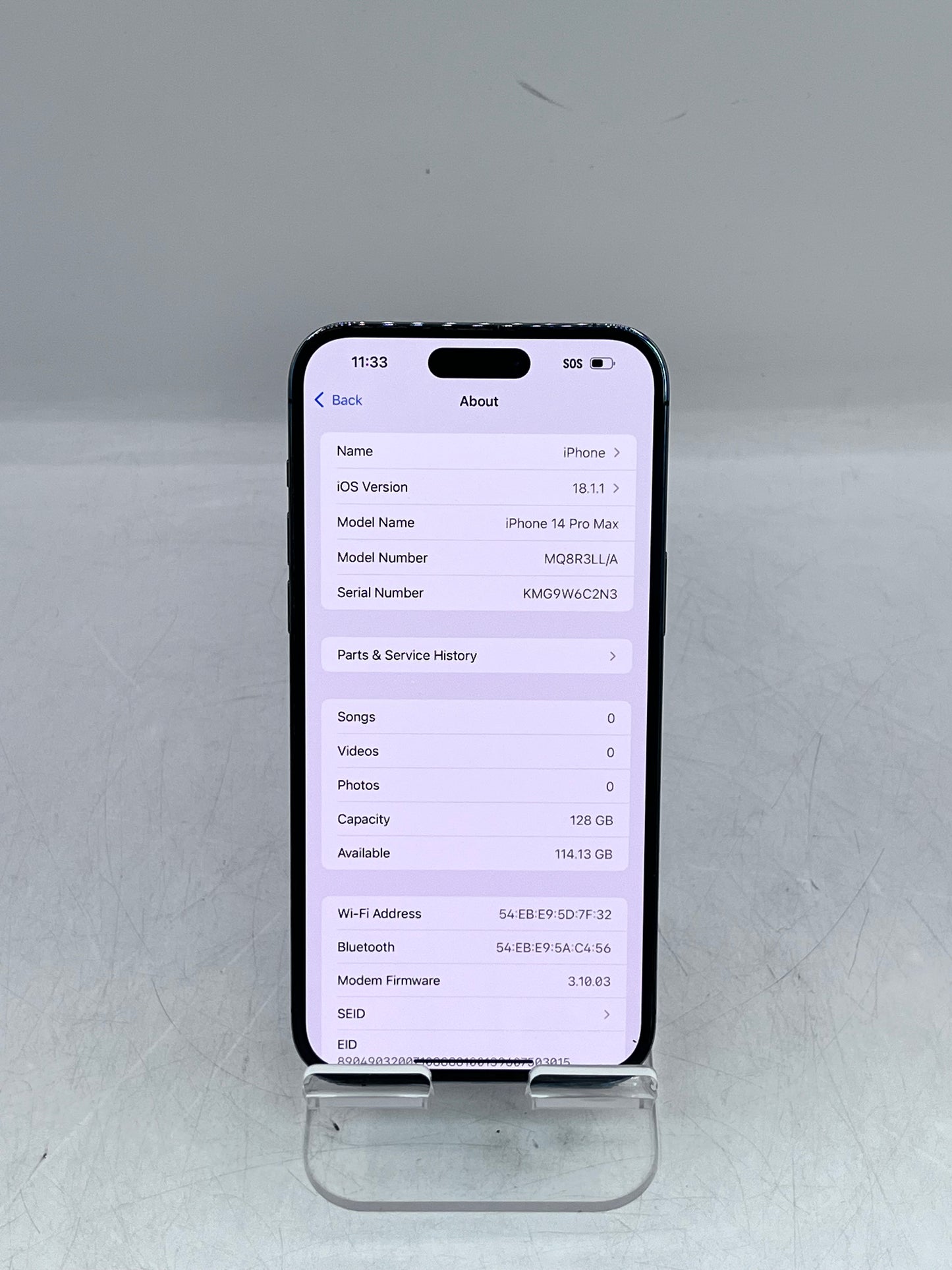 Apple iPhone 14 Pro Max MQ8R3LL/A A2651 128GB Unlocked - Purple
