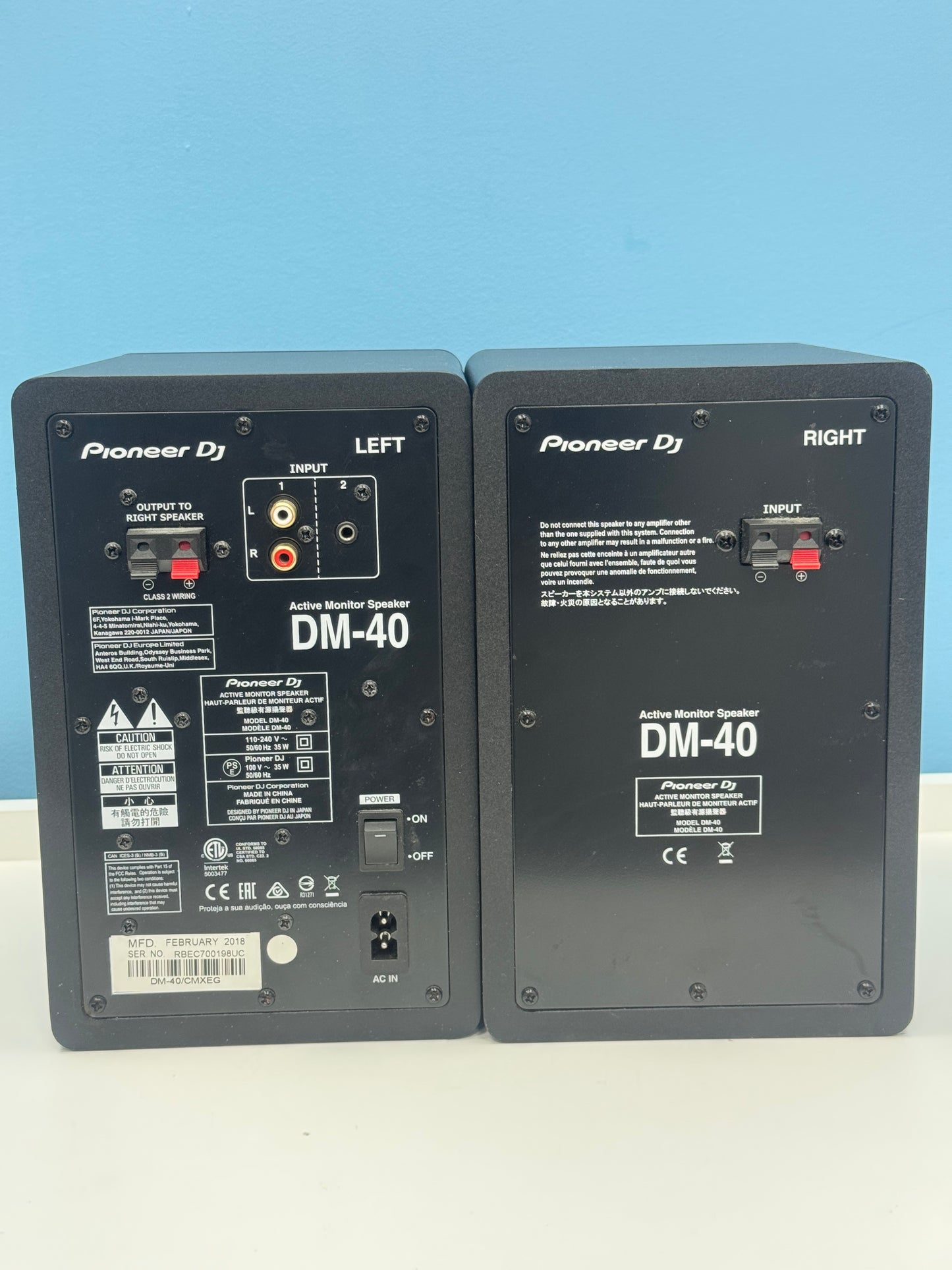 Pioneer DJ DM-40 Powered Studio Monitor Speakers – Pair – Tested - Free Shipping
