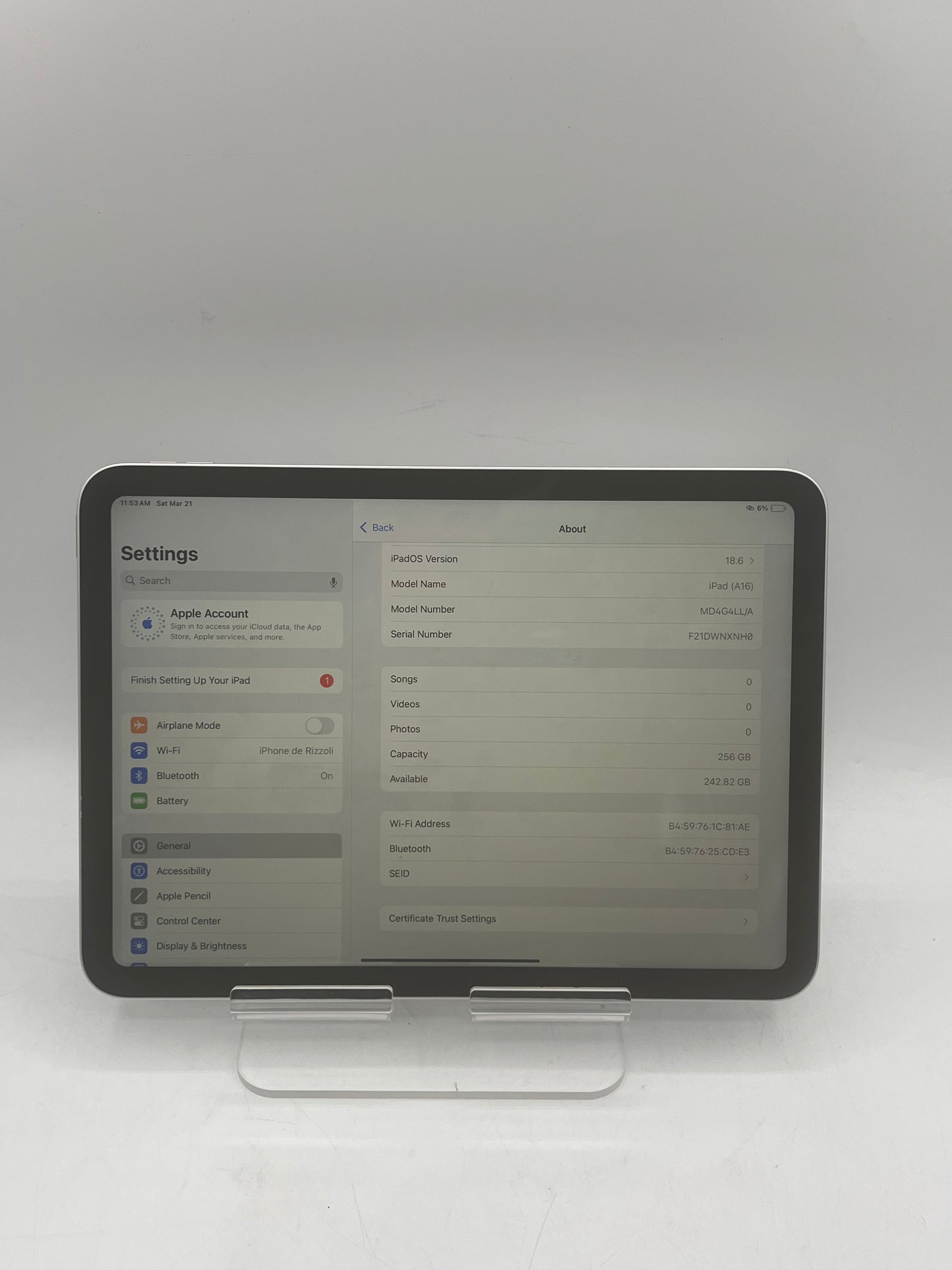 WiFi Only Apple iPad 11" (A16) 256GB Silver MD4G4LL/A Free Shipping