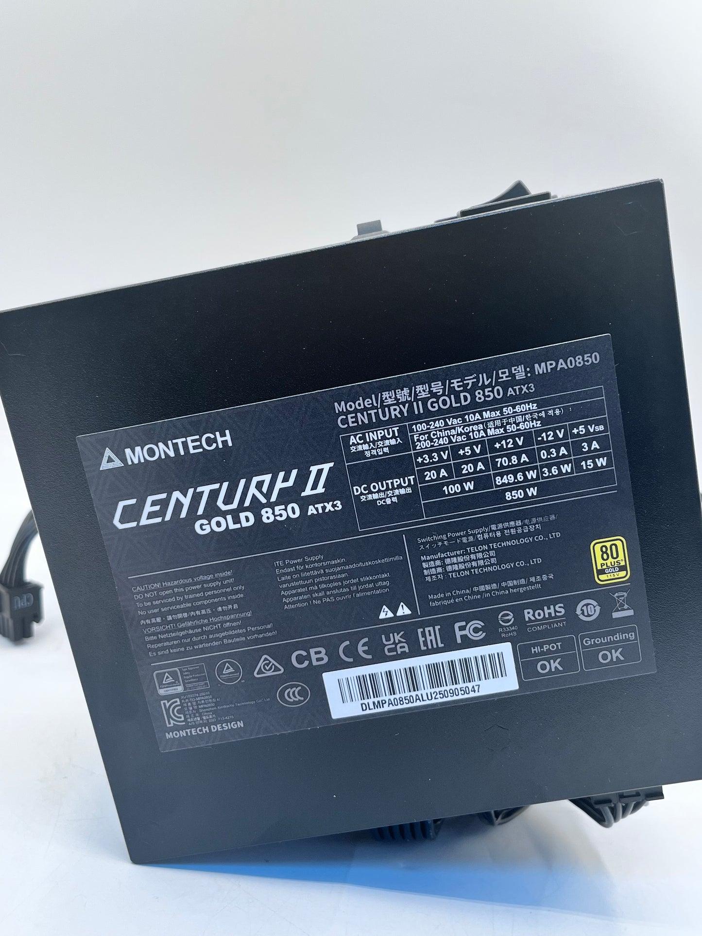 Montech Century II 850W Gold ATX3 Power Supply -  Black